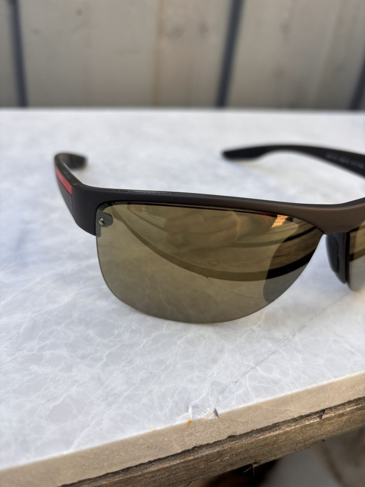 Prada × Vintage 2000s Prada Sunglasses Linea Rossa Sport Half Rin SPS 17U Y2 Size ONE SIZE - 10 Thumbnail