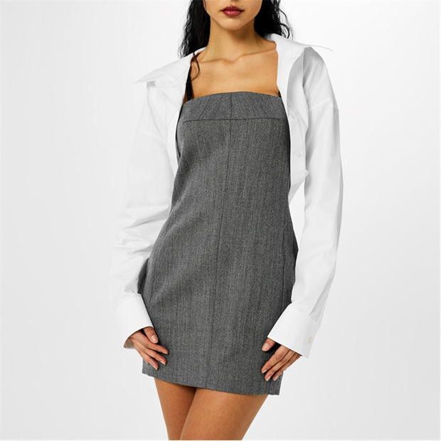 Alexander Wang o1g2r1mq0824 Tailored Mini Dress in Grey Size M / US 6-8 / IT 42-44 - 3 Thumbnail