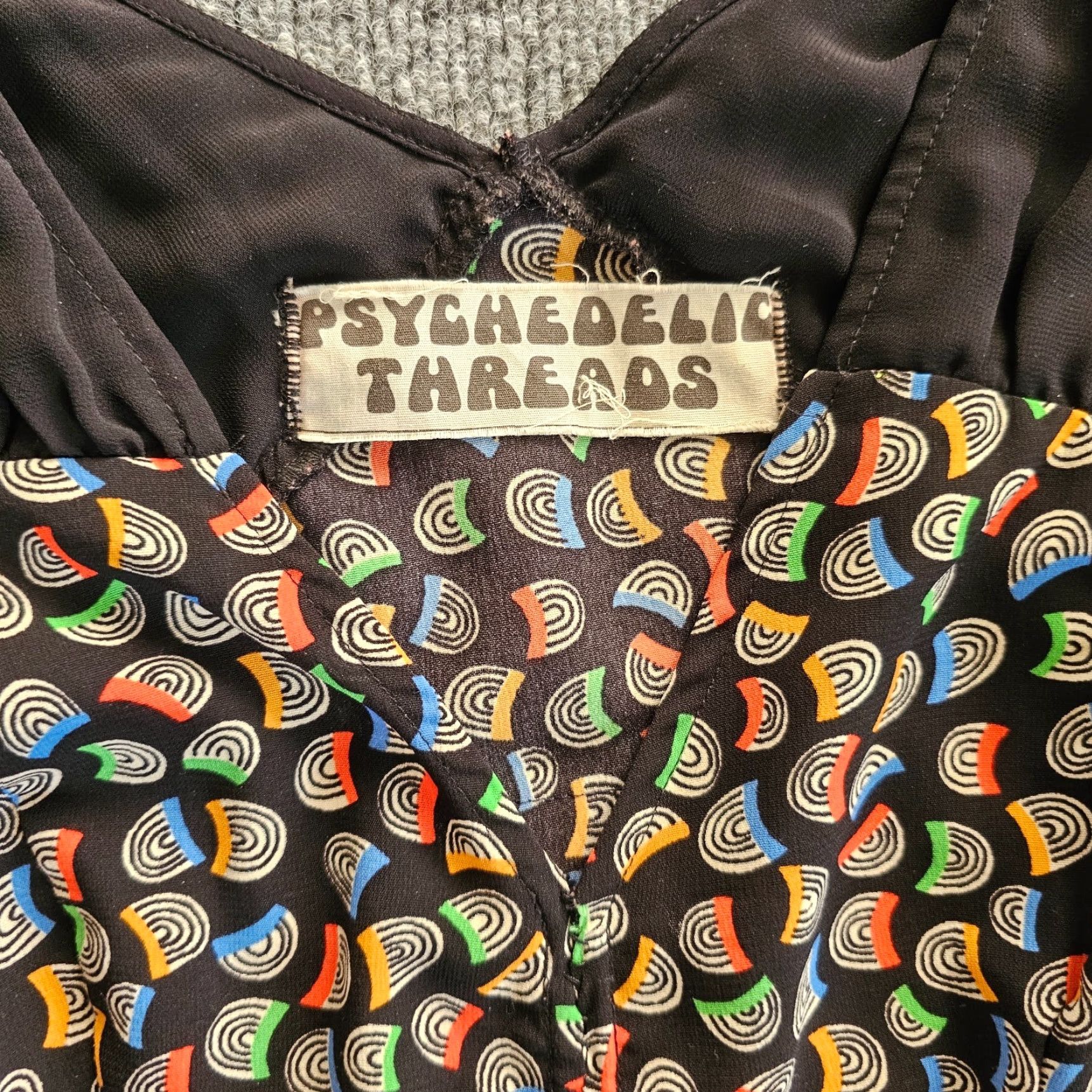 Anthropologie VINTAGE Anthropologie Dress Women Small Black The Doors Jim Morrison Psychedelic Threads Size S / US 4 / IT 40 - 3 Thumbnail