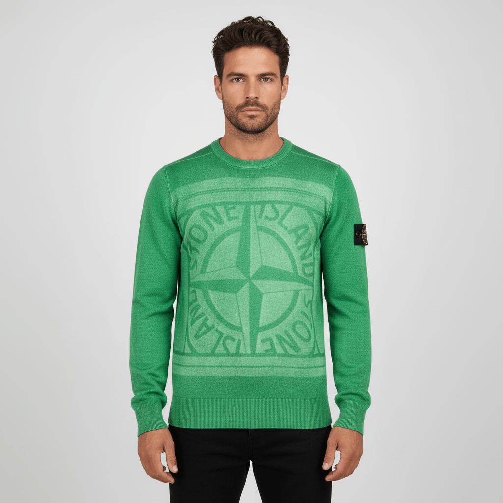 Stone Island Stone Island Compass Motif Sweater Green Men's Size M Size US M / EU 48-50 / 2 - 1 Thumbnail