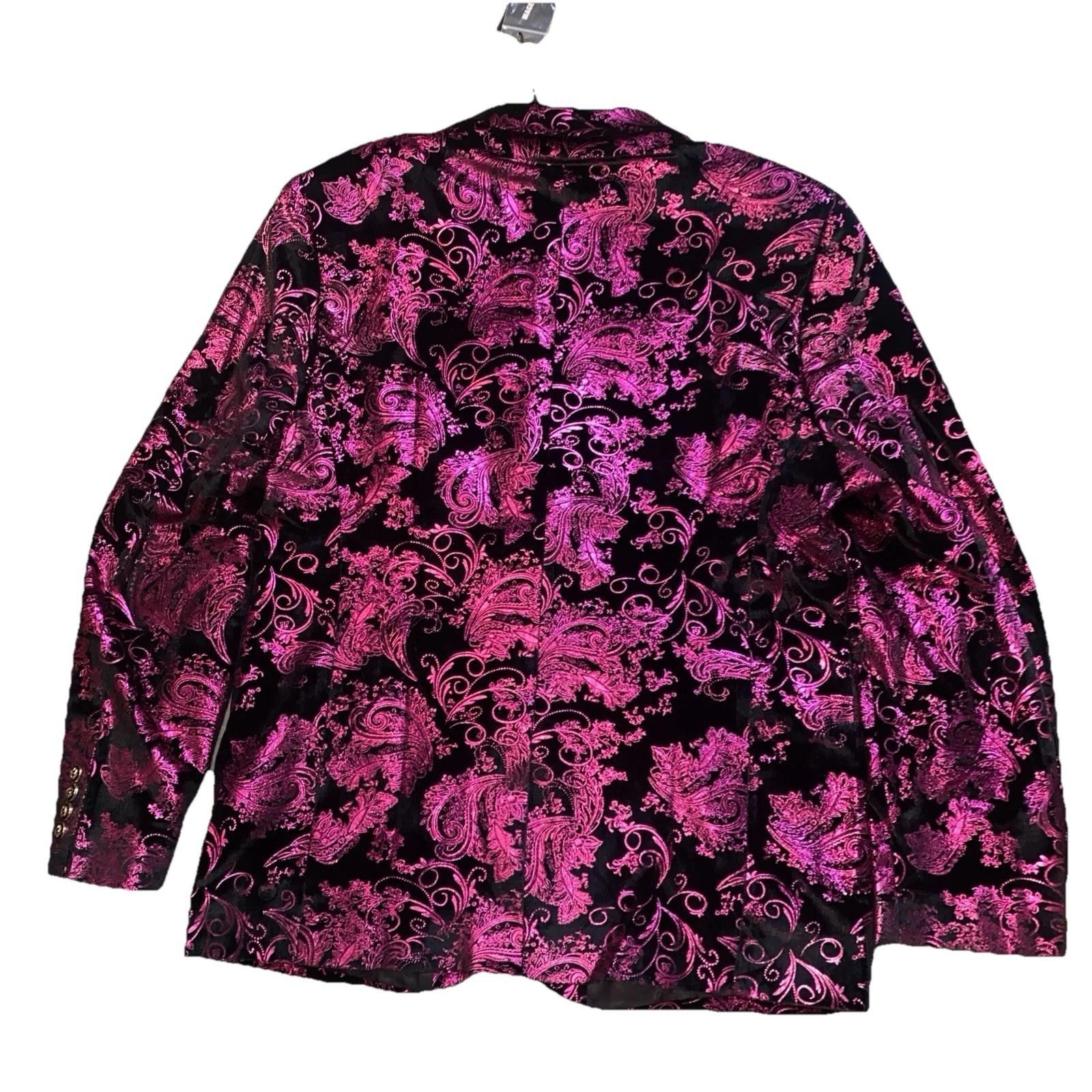 Other Mage Male Men Suit Jacket Size Medium Purple Pink Paisley Size 38R - 2 Thumbnail