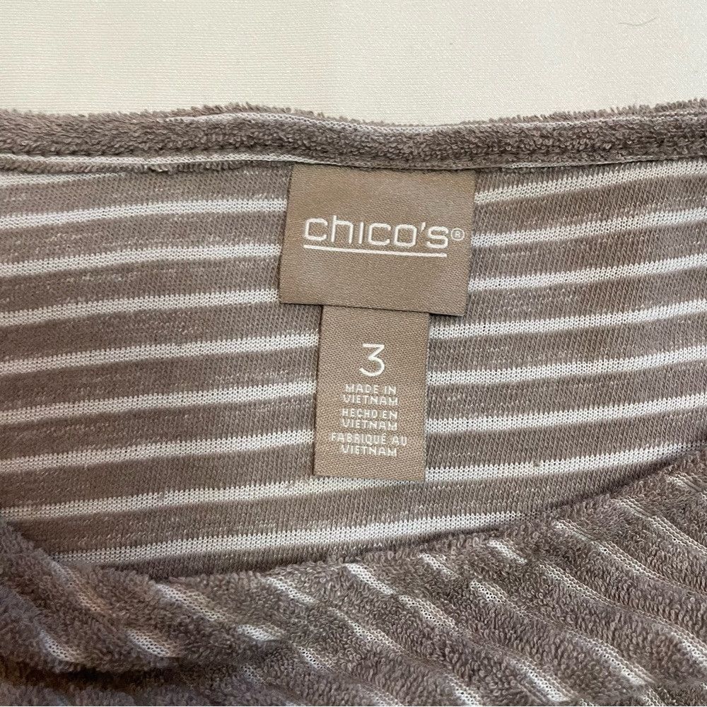 Chicos NWT New Chico's Angled Lines Spliced Boatneck Beige Tunic S Size XL / US 12-14 / IT 48-50 - 6 Thumbnail