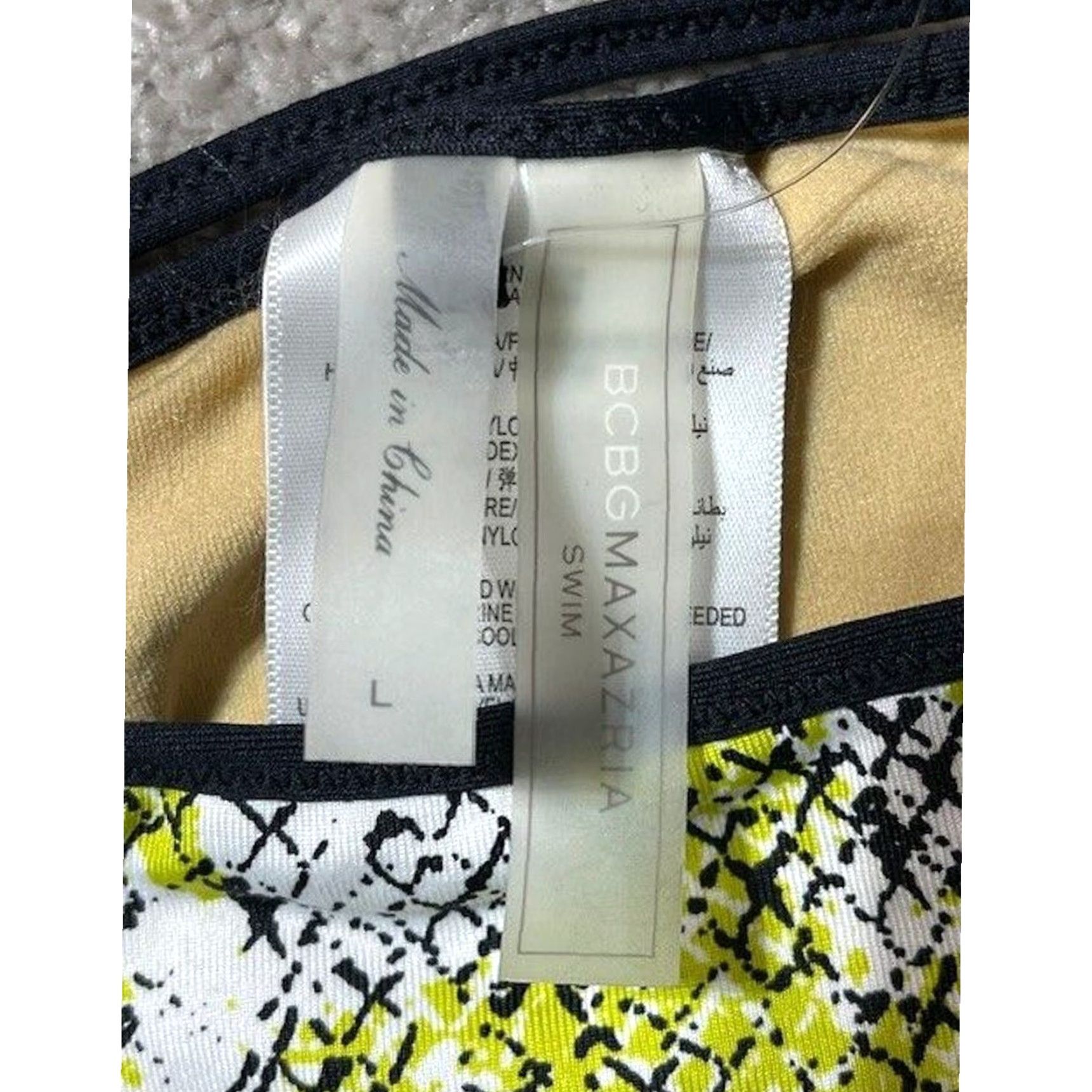 Bcbgmaxazria BCBGMAXAZRIA Bikini Bottom L Yellow Snakeskin Edgy Low-Rise Side Tie Beach Women L Size 36" / US 14 / IT 50 - 6 Thumbnail