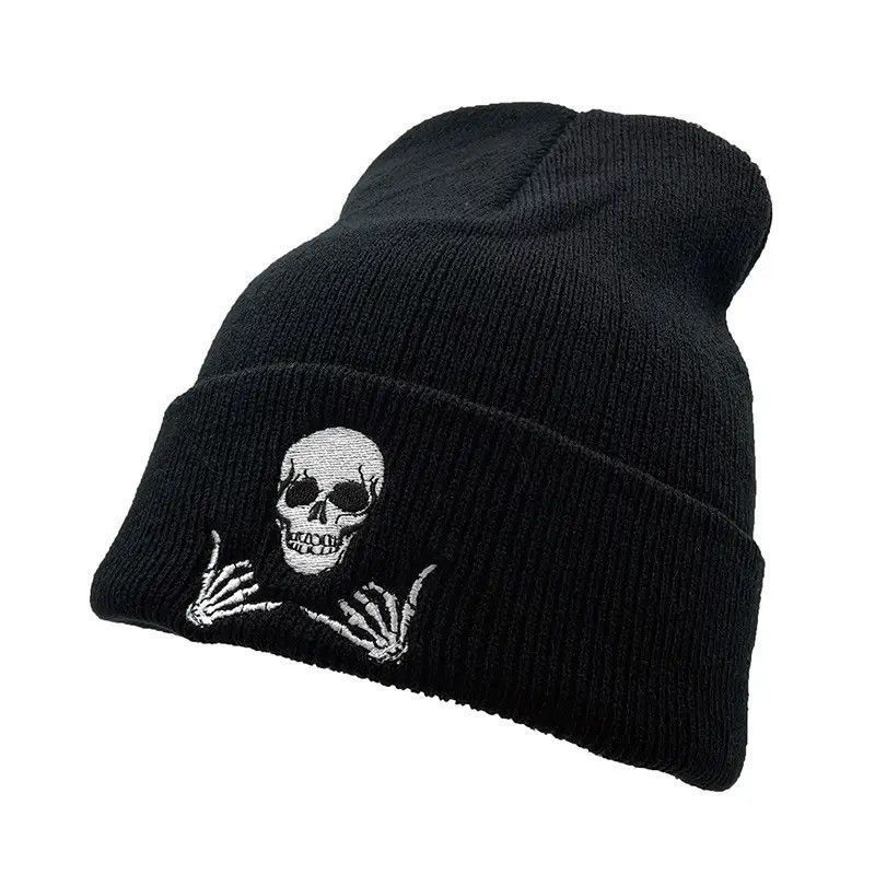 Other Winter Embroidery Skull Gestures Knit Beanies Hat Size ONE SIZE - 1 Thumbnail
