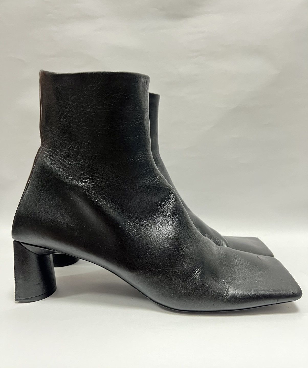 Balenciaga Balenciaga - Square Toe Leather Ankle Boots Size US 8 / IT 38 - 2 Thumbnail