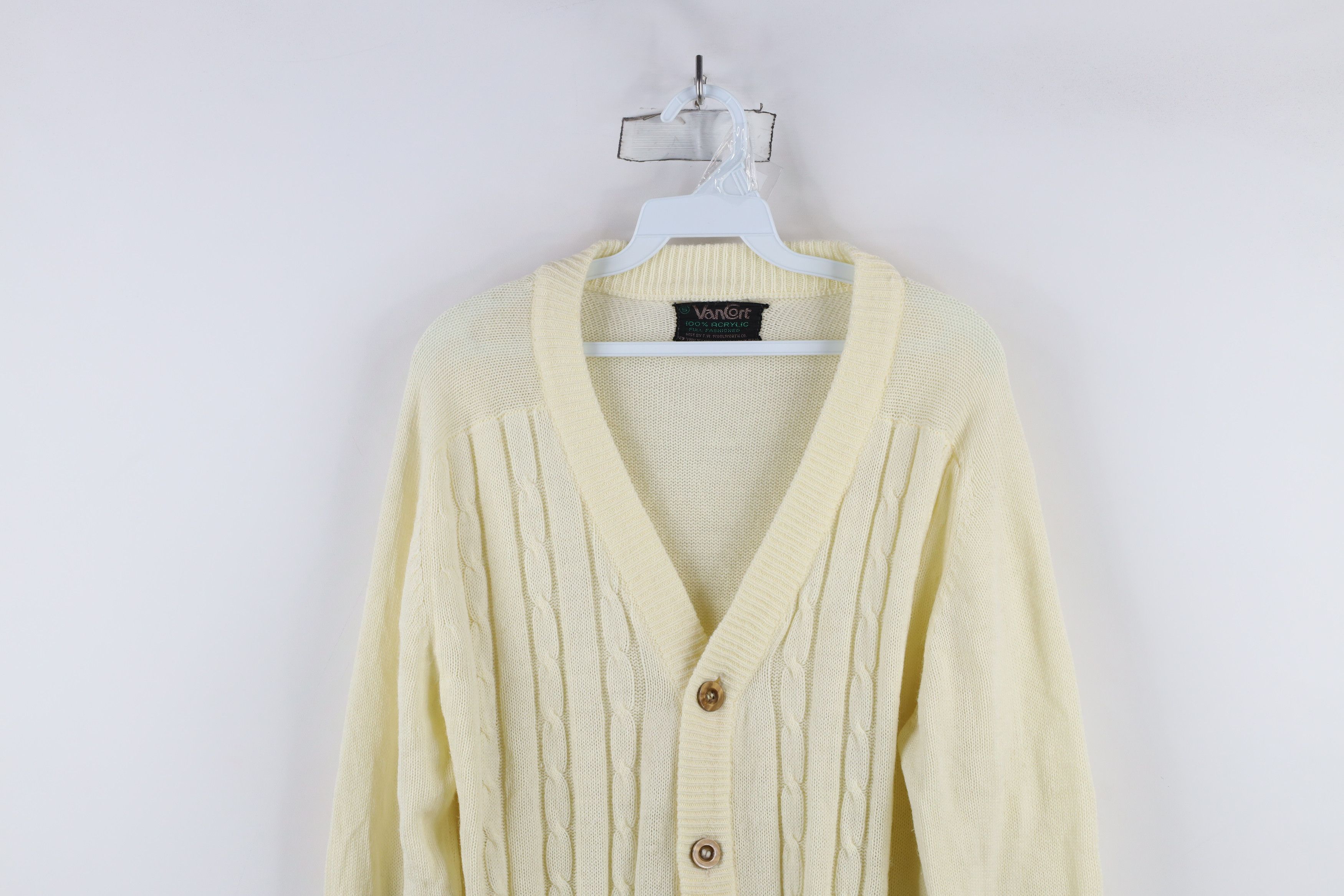Vintage Vintage 70s Streetwear Knit Cardigan Sweater Pale Yellow Size US S / EU 44-46 / 1 - 2 Thumbnail