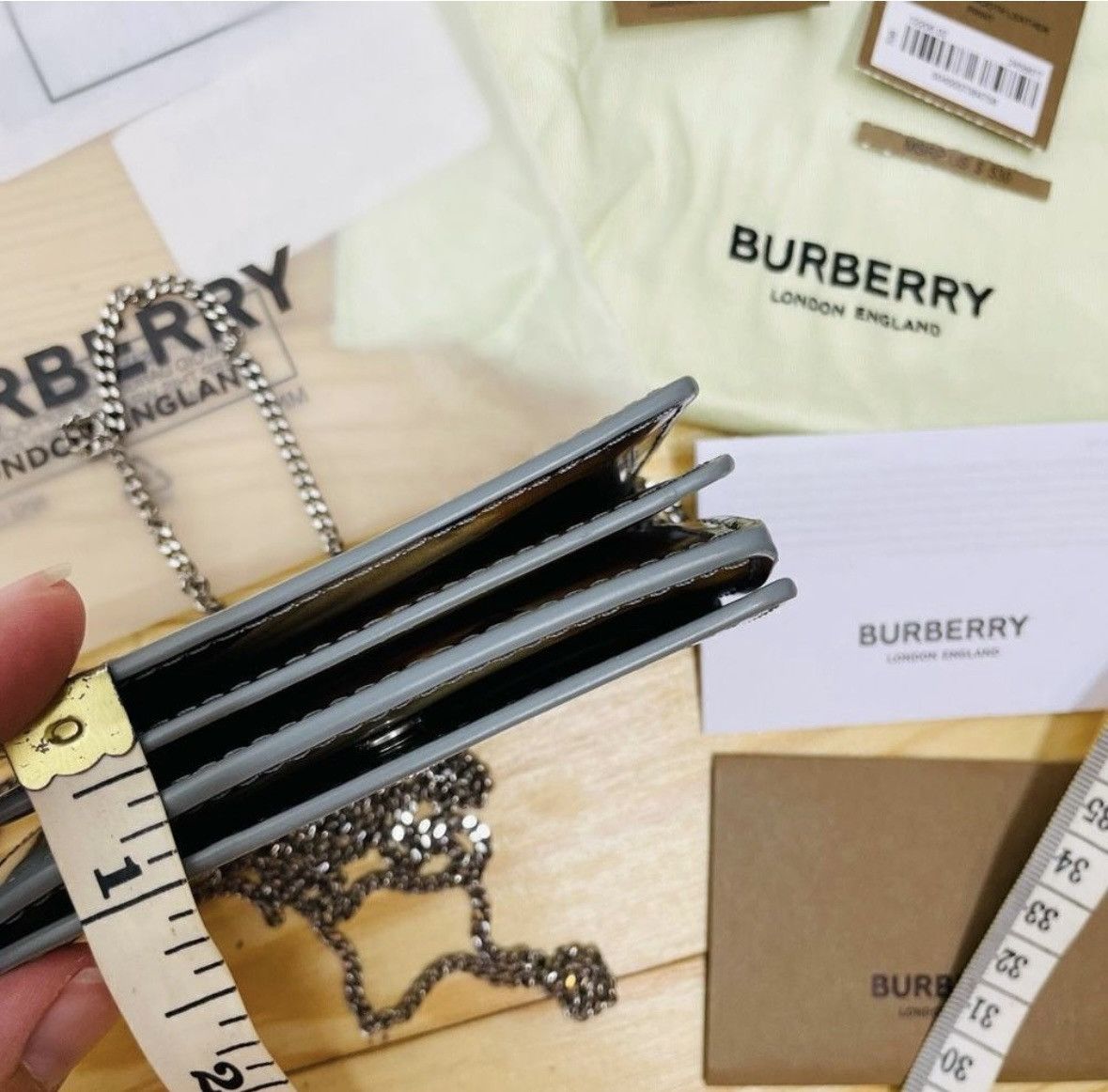 Burberry Burberry White Deer Leather Wallet on Chain Brown Size ONE SIZE - 8 Thumbnail