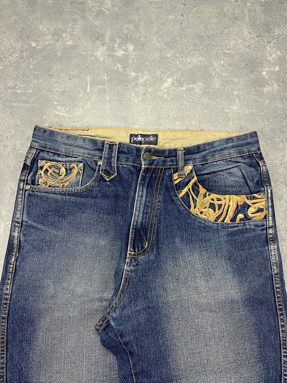 Pelle Pelle Pelle Pelle Vintage Leather Logo Baggy Denim Jeans 34 Size US 34 / EU 50 - 5 Thumbnail