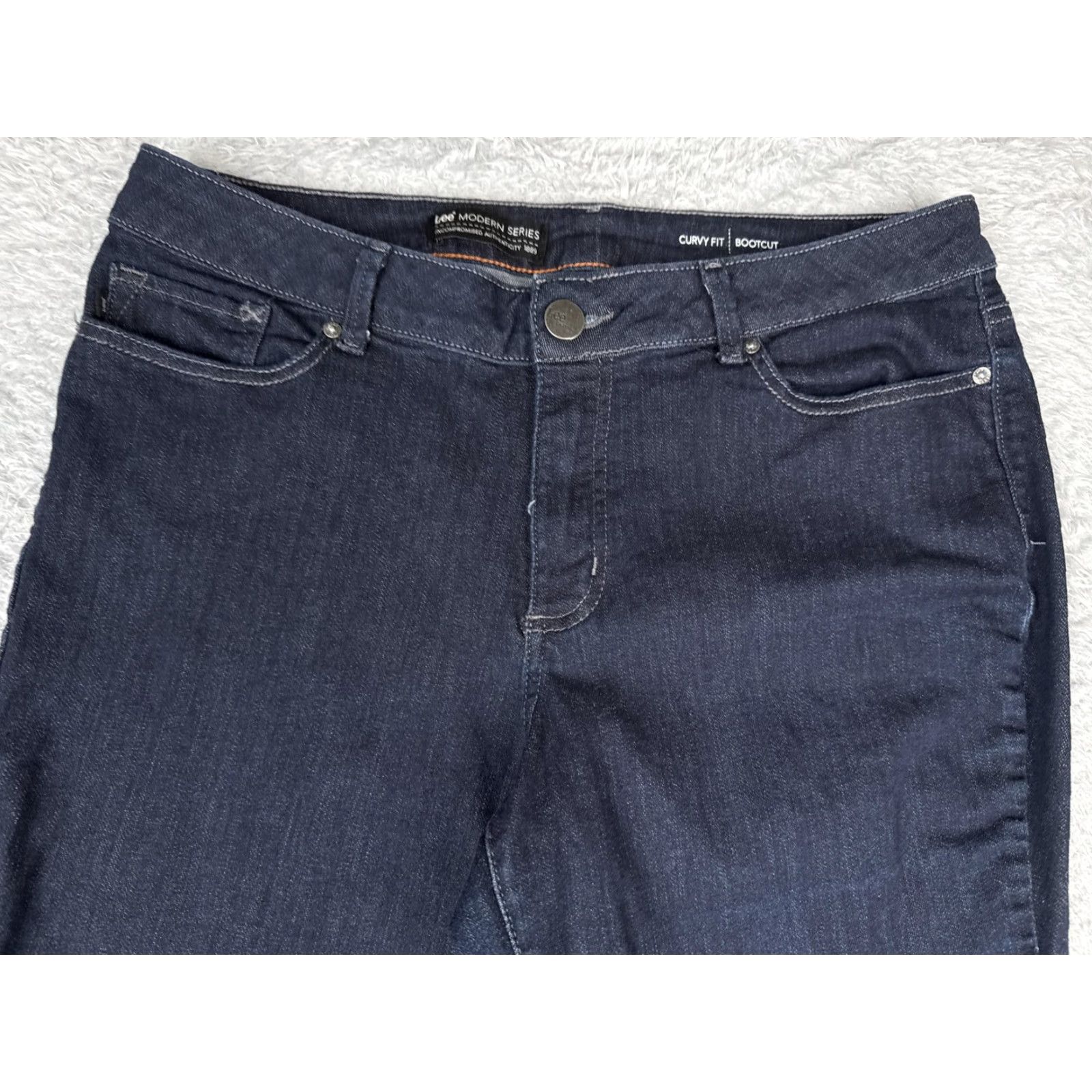 Lee Lee Modern Series Jeans Womens Bootcut Regular 16 Blue Dark Wash Mid Rise Stretch 34x30 Size 38" / US 16 / IT 52 - 4 Thumbnail