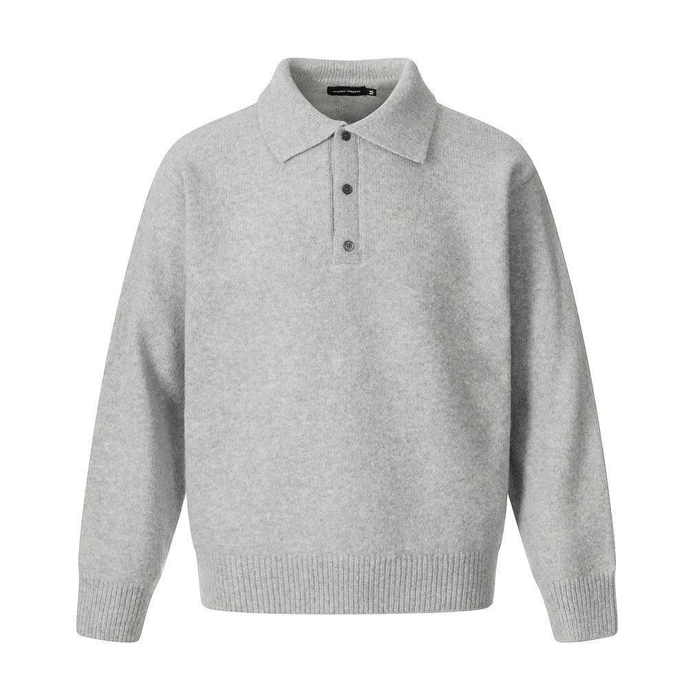 Vintage Men's loose casual all-match polo collar knitted sweater Size US M / EU 48-50 / 2 - 1 Thumbnail