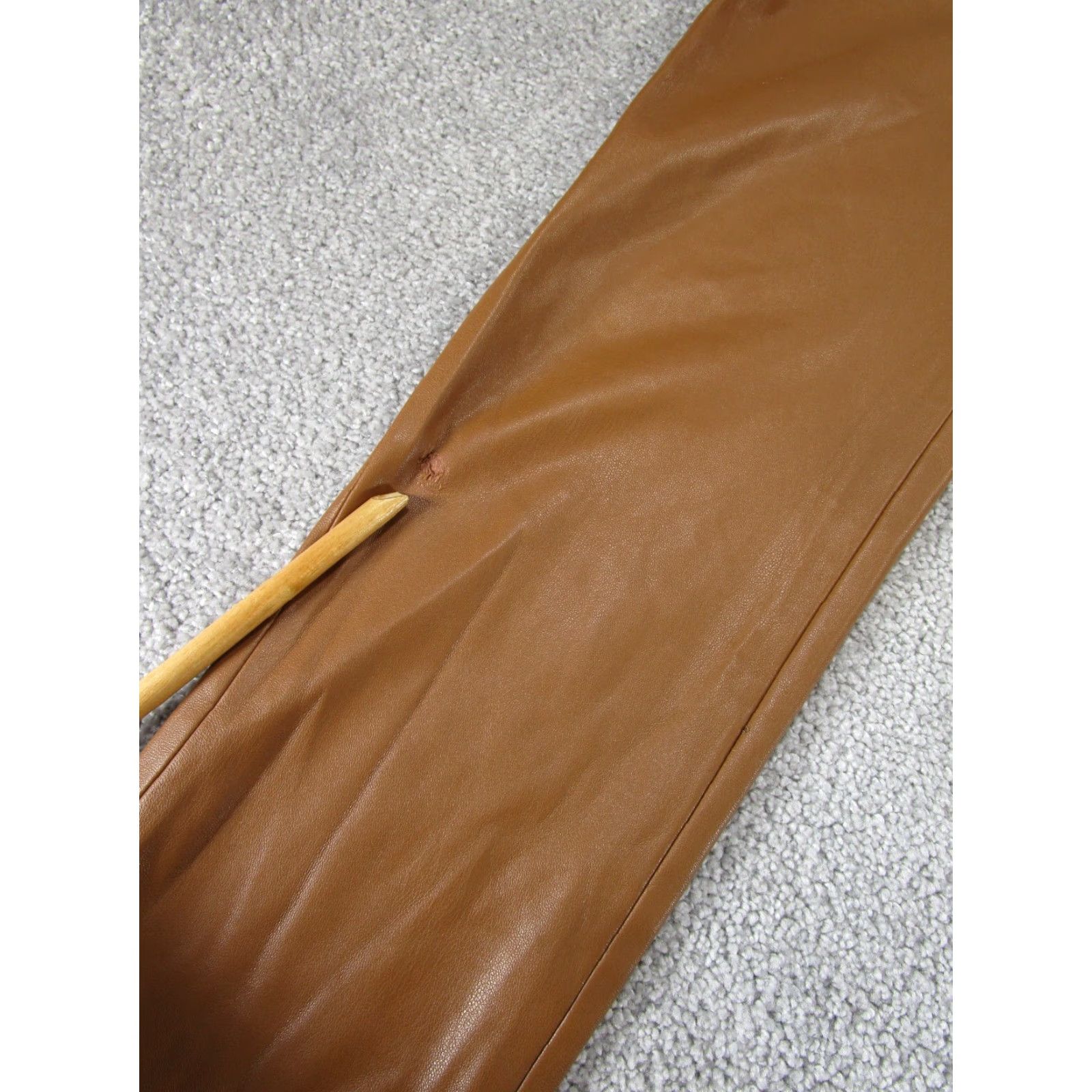 Zara ZARA Pants Womens 2 Brown Faux Leather Slim Fit Tapered Ankle Casual Regular Size 2 Brown Womens Size 26" / US 2 / IT 38 - 4 Thumbnail