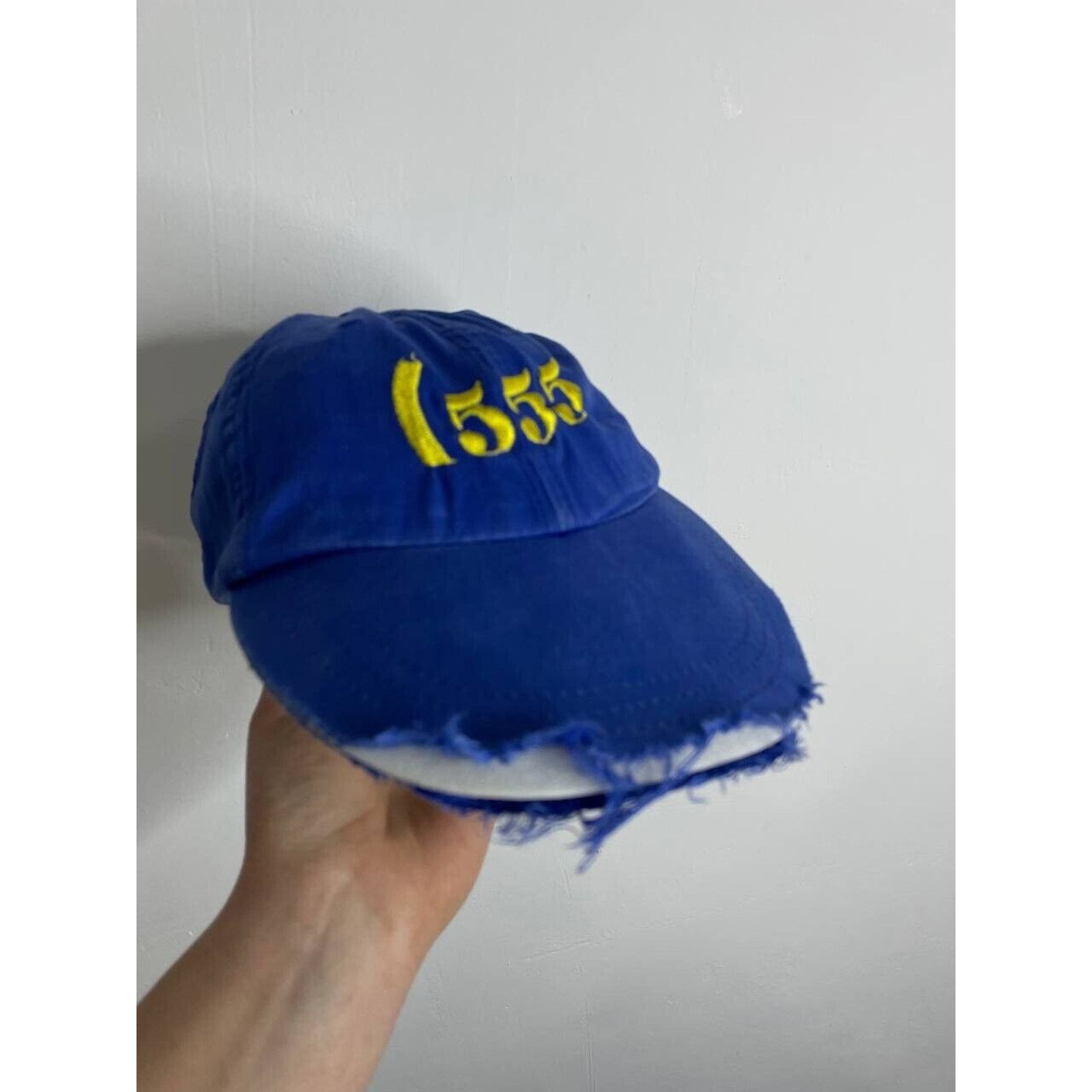 Japanese Brand × Vintage Vintage Distressed Blue Cap 1555 Embroidered Yellow Logo Hat Size ONE SIZE - 3 Thumbnail