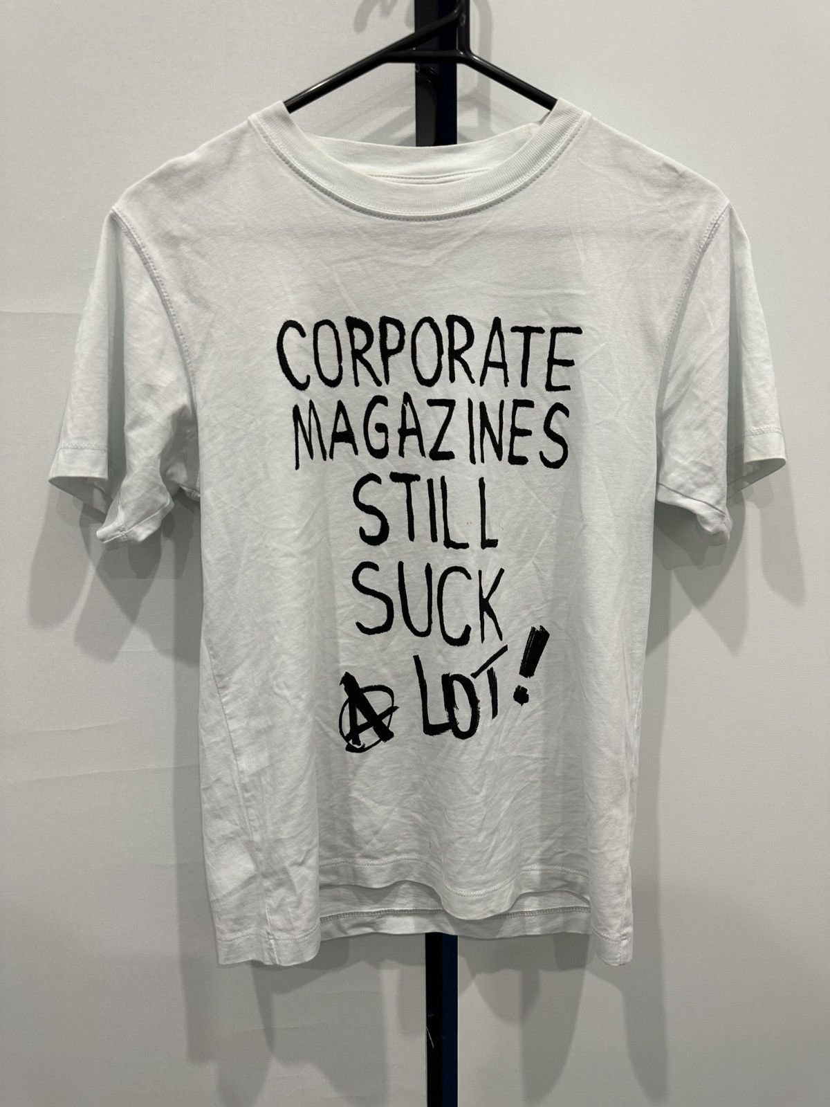 image of Vetements 19Fw Corporate Magazine Still Suck T Shirt in White, Men's (Size XS)