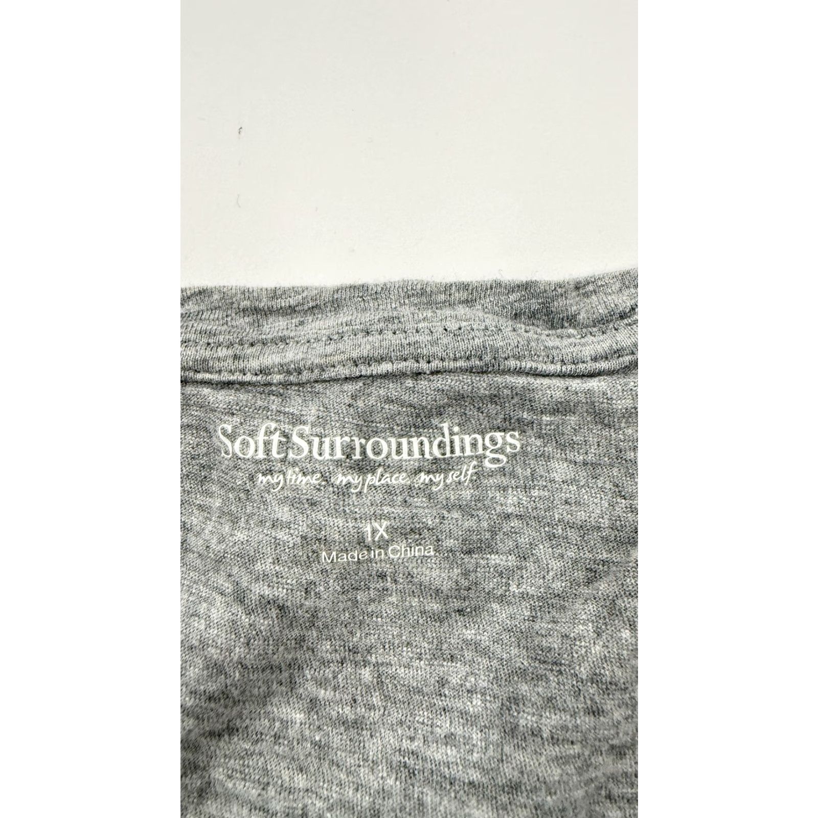 Soft Surroundings Soft Surroundings Shirt Womens 1X Gray Cotton Top Asymmetrical Layered Hem Size XL / US 12-14 / IT 48-50 - 2 Thumbnail