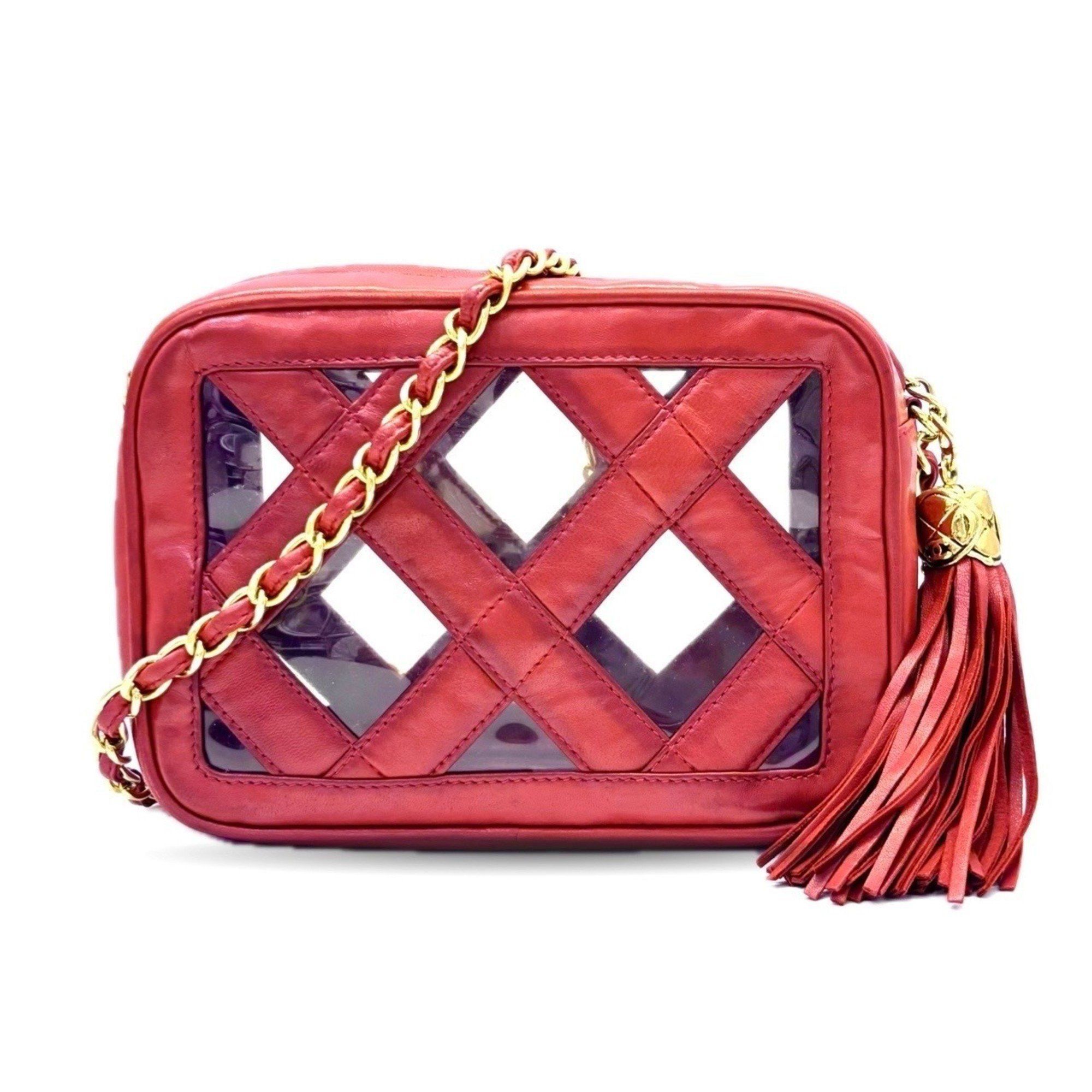 Chanel CHANEL Chain Shoulder Bag in Red Lambskin with Tassel Size ONE SIZE - 1 Thumbnail