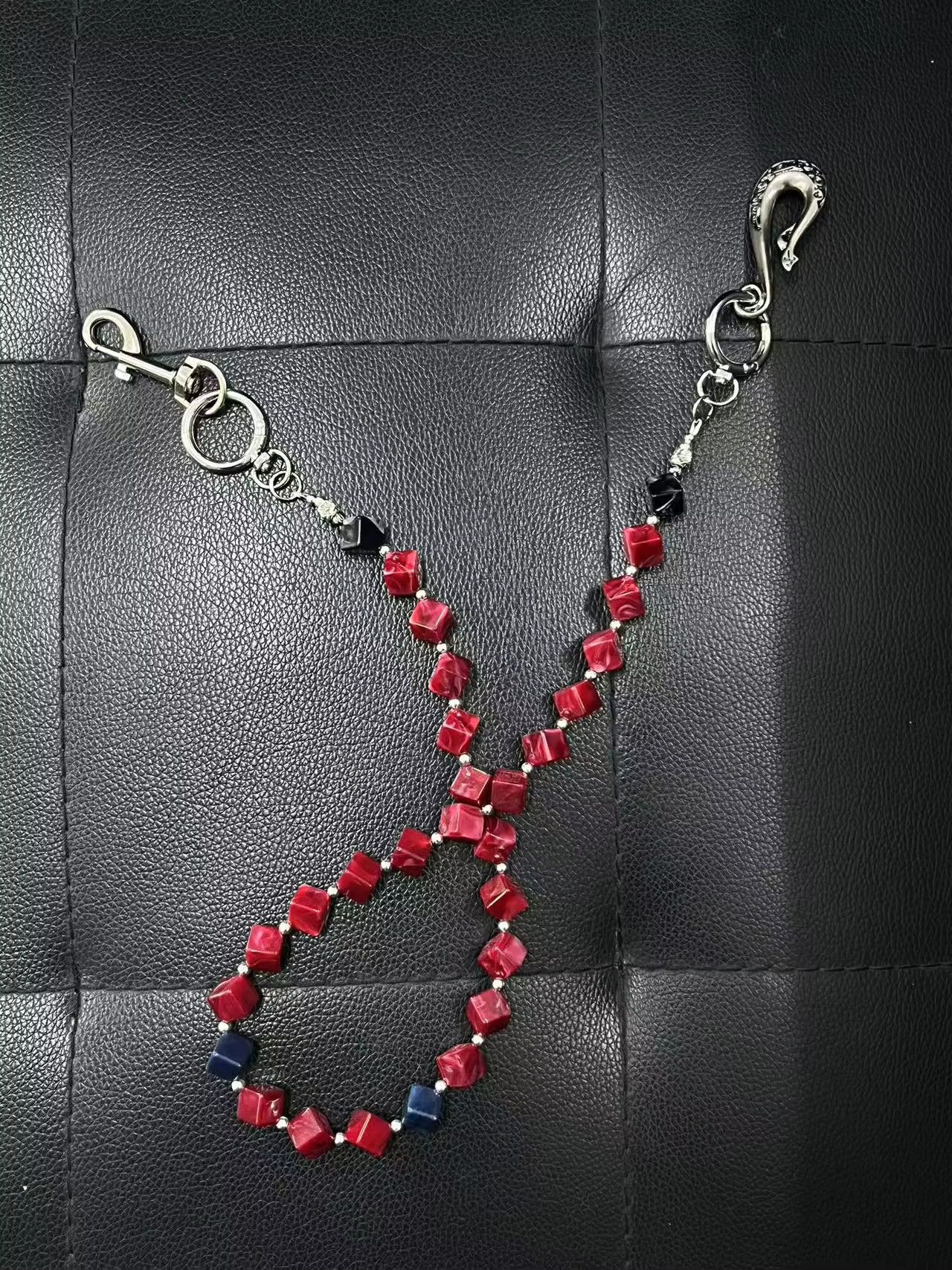 Jewelry Red Beads Trouser Chain Vintage Retro Style Waist Pant Chain Size ONE SIZE - 2 Thumbnail