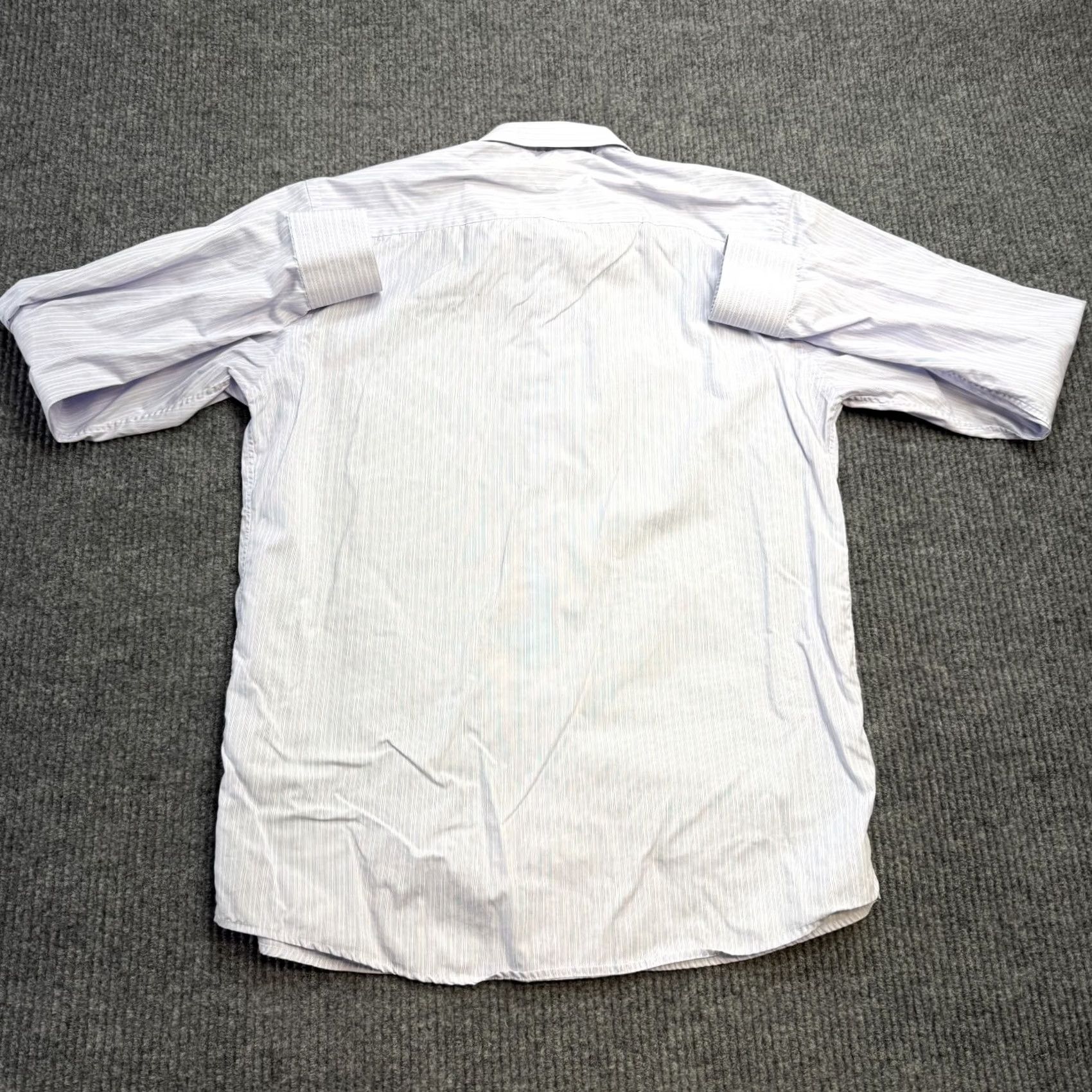 Eton ETON Shirt Mens 17 Slim Blue Striped Poplin Cotton Dress Spread Collar Long Sleeve Button Up Regular Fit Size 46R - 6 Thumbnail