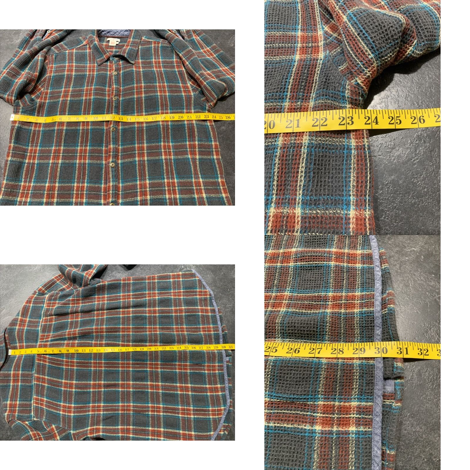 Carbon Carbon Plaid Waffle Knit Long Sleeve Button-Up Shirt XL Multicolor Mens Size US XL / EU 56 / 4 - 8 Thumbnail