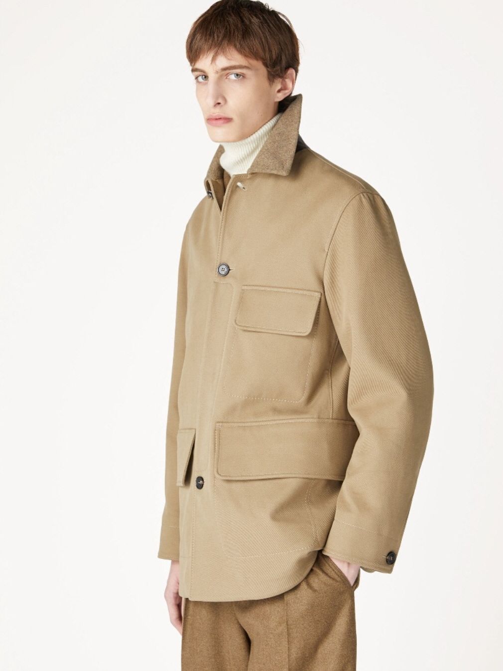 Loro Piana o1w1db10725 FAO3074 Barth Caban Coat in Beige Size US L / EU 52-54 / 3 - 3 Thumbnail