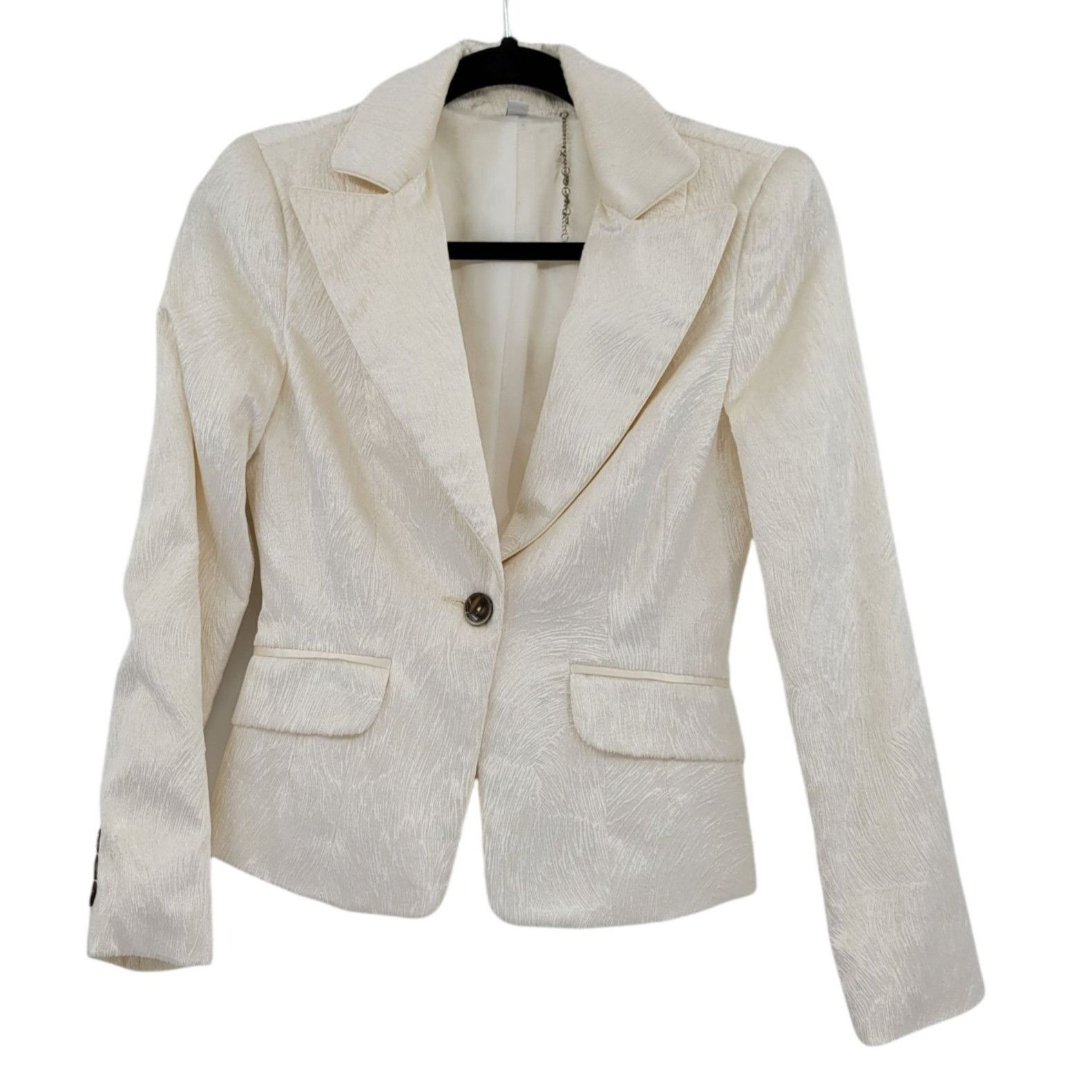 Bebe Vtg Bebe Textured Faux Fur Blazer Sz 2 Ivory Old Money Holly Size XS / US 0-2 / IT 36-38 - 1 Thumbnail