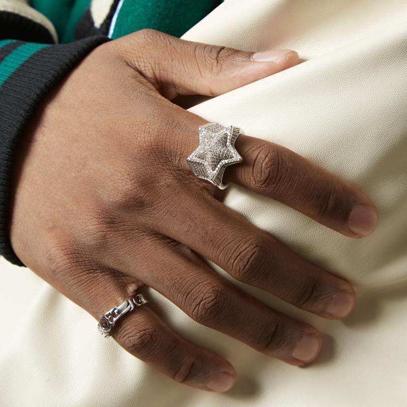 Jewelry Star Dark Jewelry Rings Open Size Chrome Ring (Size 7-13) Size ONE SIZE - 1 Thumbnail