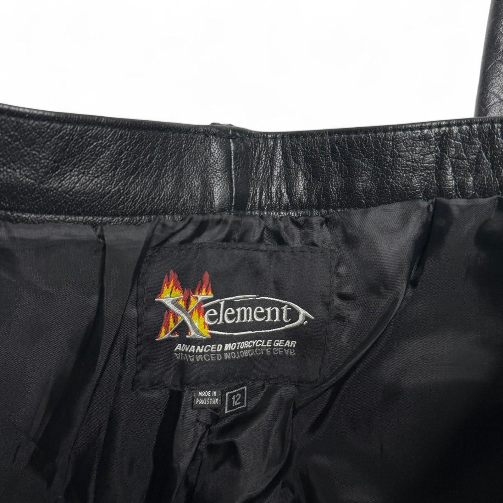 Element Xelement Black Genuine Leather Motorcycle Pants Womens 12 Size 34" / US 12 / IT 48 - 3 Thumbnail