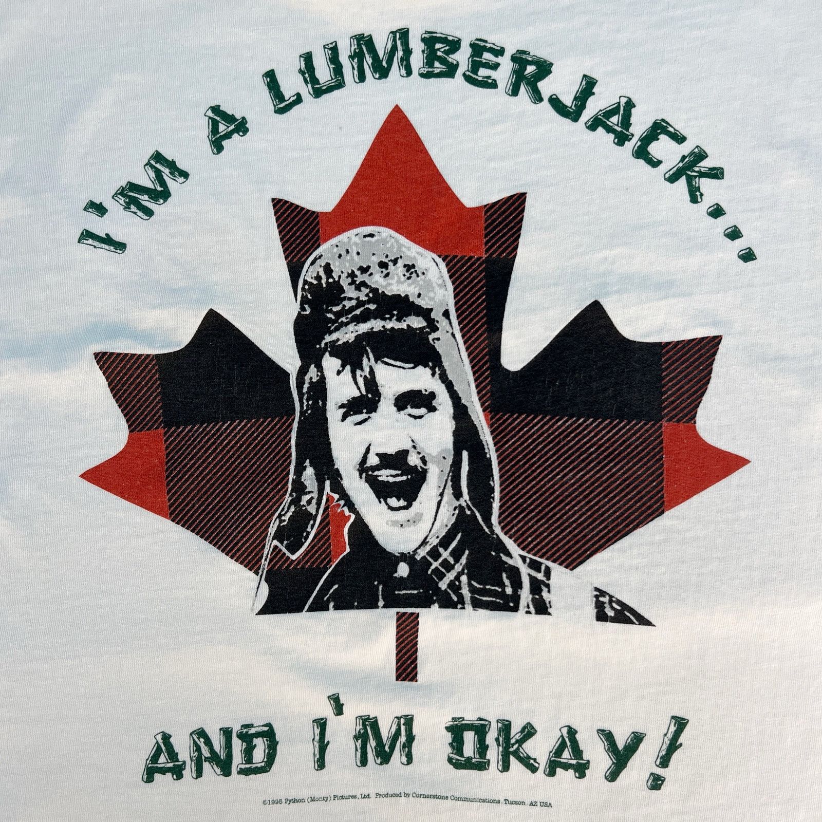 Hanes × Vintage 90s Monty Python Flying Circus Lumberjack tshirt vintage Size US L / EU 52-54 / 3 - 4 Thumbnail