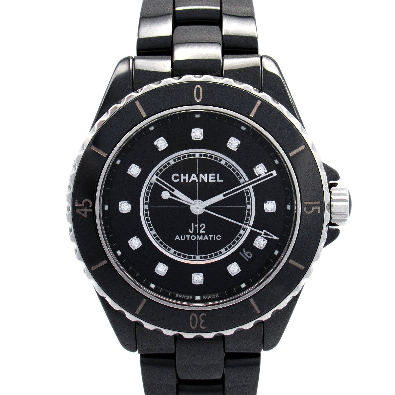 Chanel Chanel J12 12P Diamond Mens Watch Automatic Winding Ceramic Black Size ONE SIZE - 1 Thumbnail