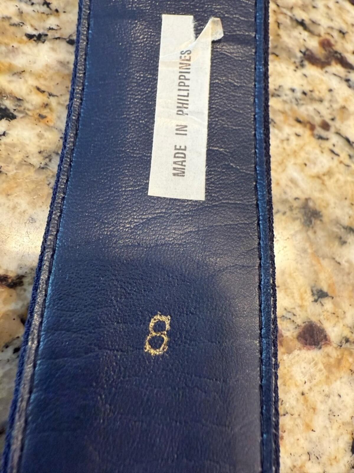 Other Blue faux suede leather belt with light gold buckle SZ 8 Size ONE SIZE - 5 Thumbnail