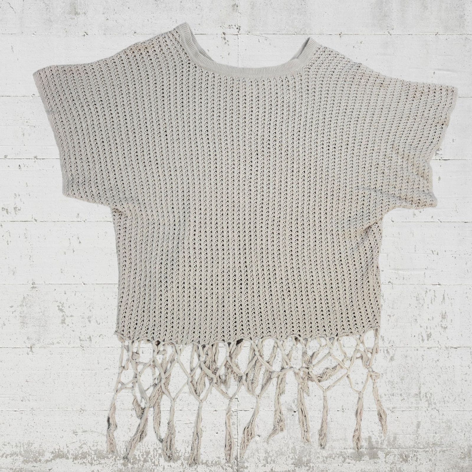 Other Y2K Tan Open Knit Fringe Short Sleeve Top Size Medium Size M / US 6-8 / IT 42-44 - 6 Thumbnail