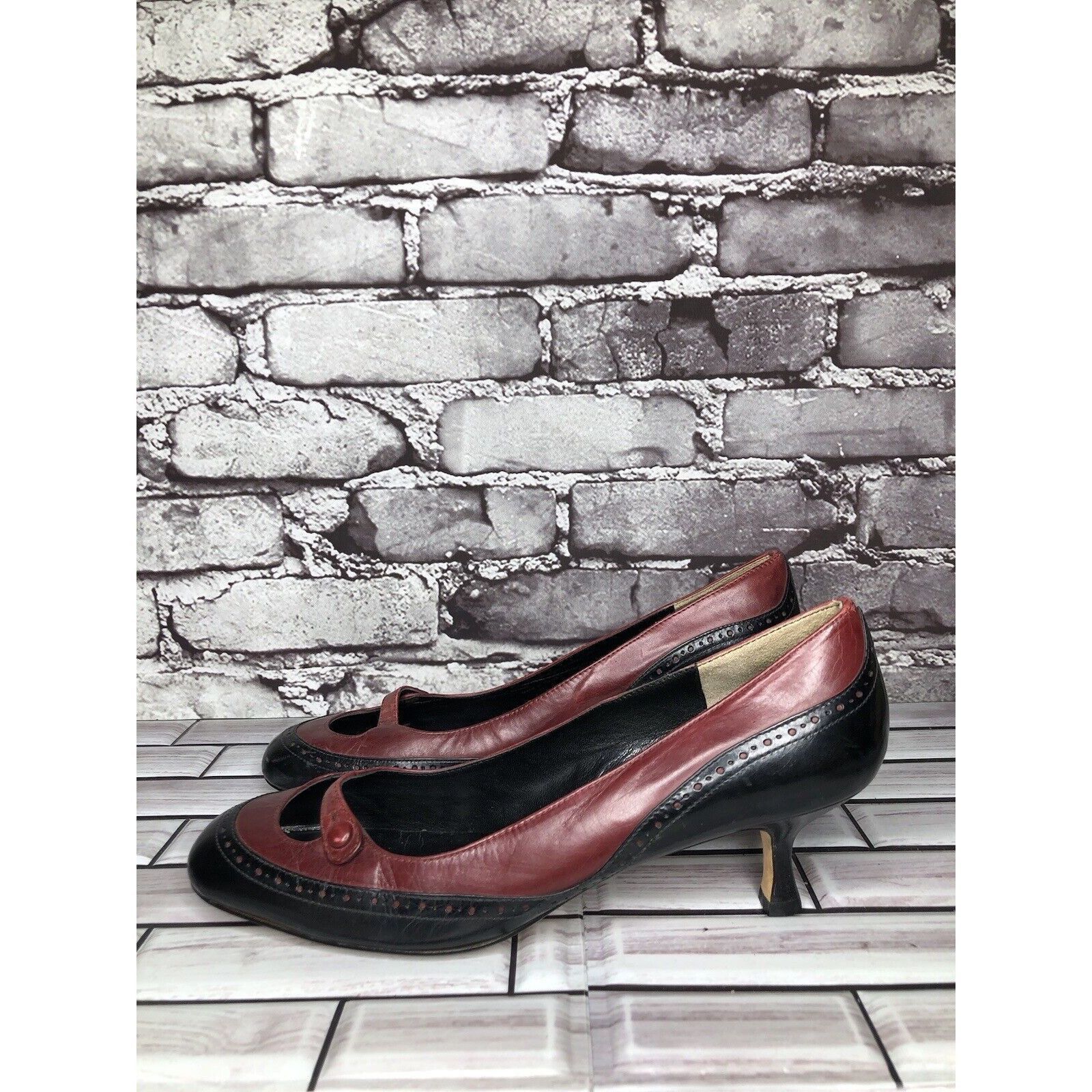 Other Max Studio Burgundy Red Leather MaryJane Strap High Heels Wo Size US 9 / IT 39 - 16 Thumbnail
