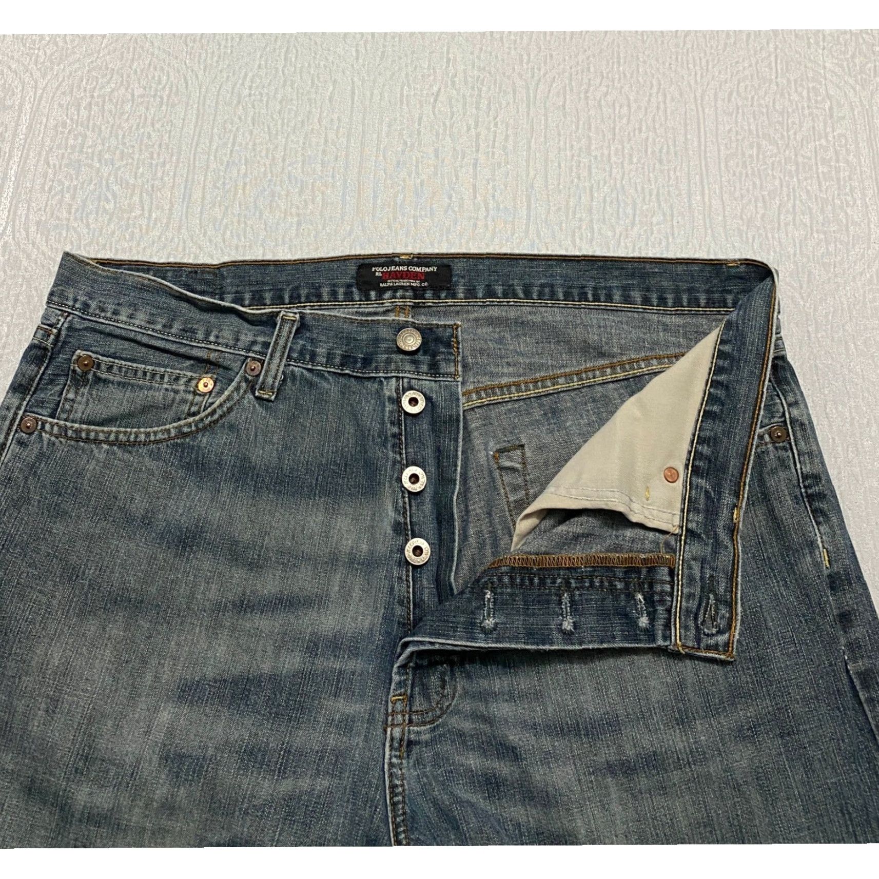 Vintage VINTAGE Polo Jeans Co Ralph Lauren Hayden Jeans Button Fly Blue 36x32 Men Straight Denim Cotton 5-Pocket Mens Size US M / EU 48-50 / 2 - 3 Thumbnail