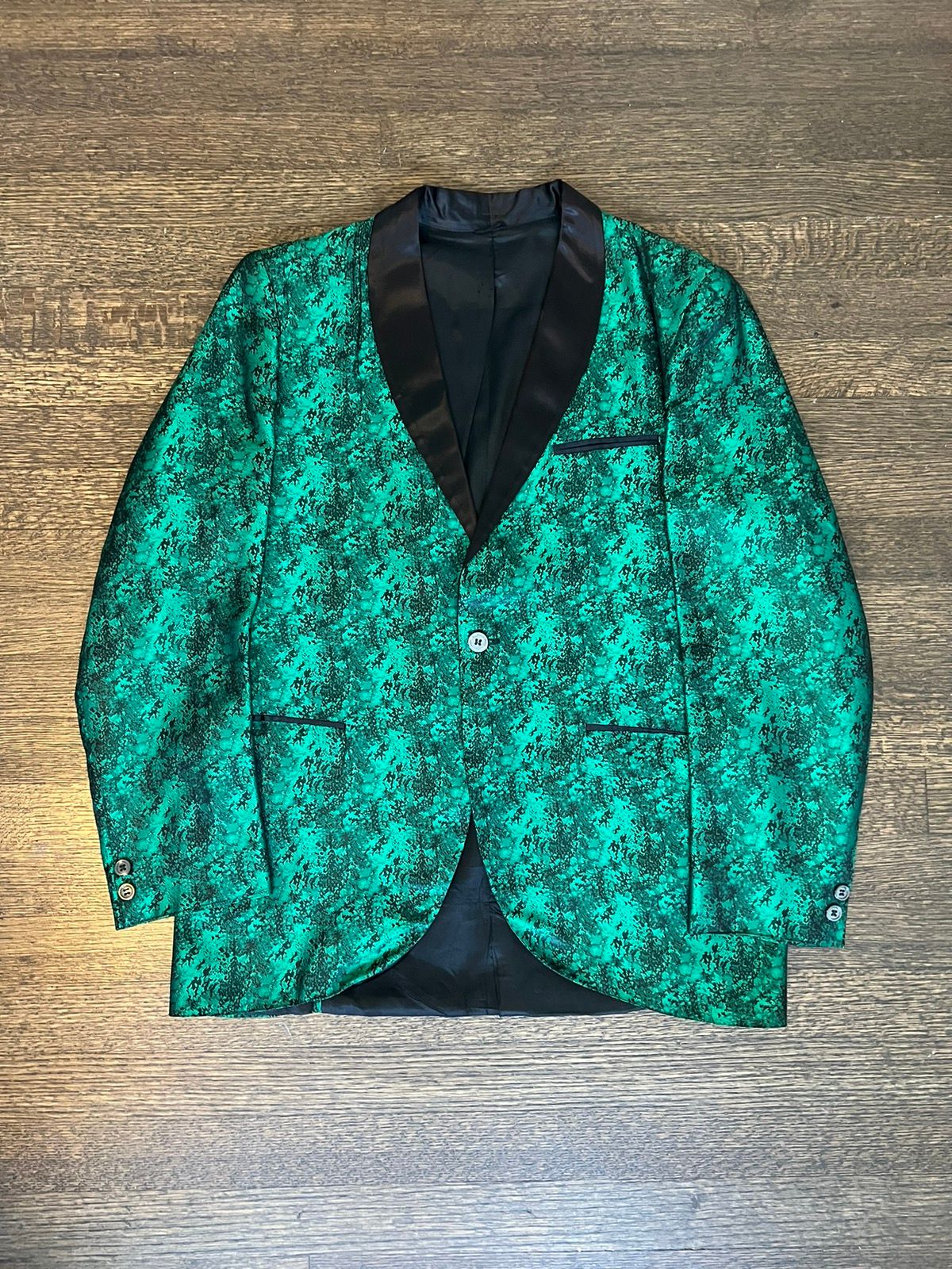 Vintage 70s Jacquard Dinner Jacket Tux Leisure suit smokers jacket Size 40S - 1 Preview