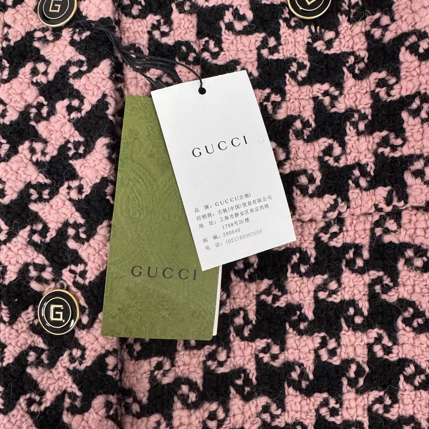 Gucci Gucci pink black houndstooth tweed collarless mid coat 40 Size S / US 4 / IT 40 - 4 Thumbnail