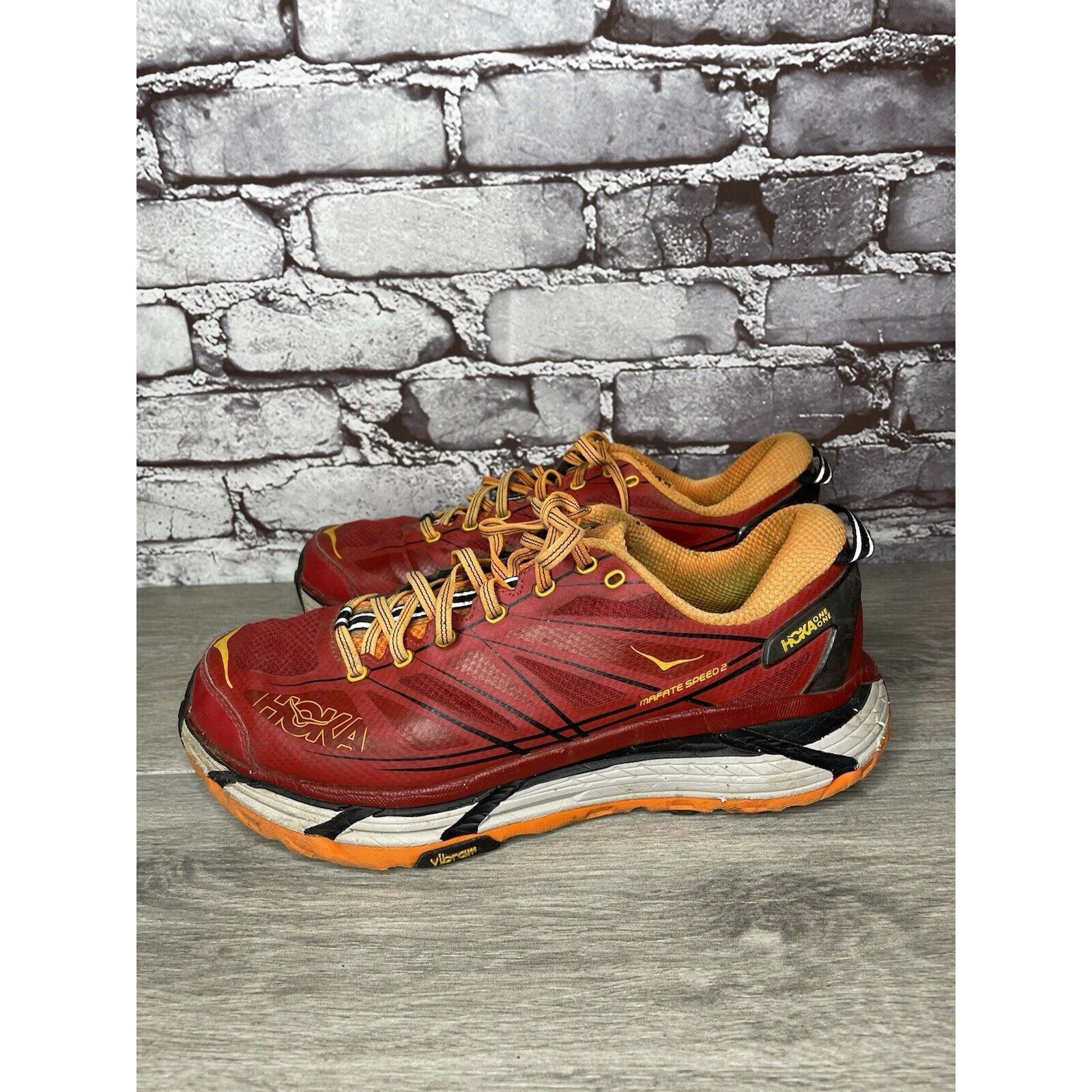 Hoka Hoka One Vibram Mafate Speed 2 Red Synthetic Running Shoes M Size US 9.5 / EU 42-43 - 23 Thumbnail