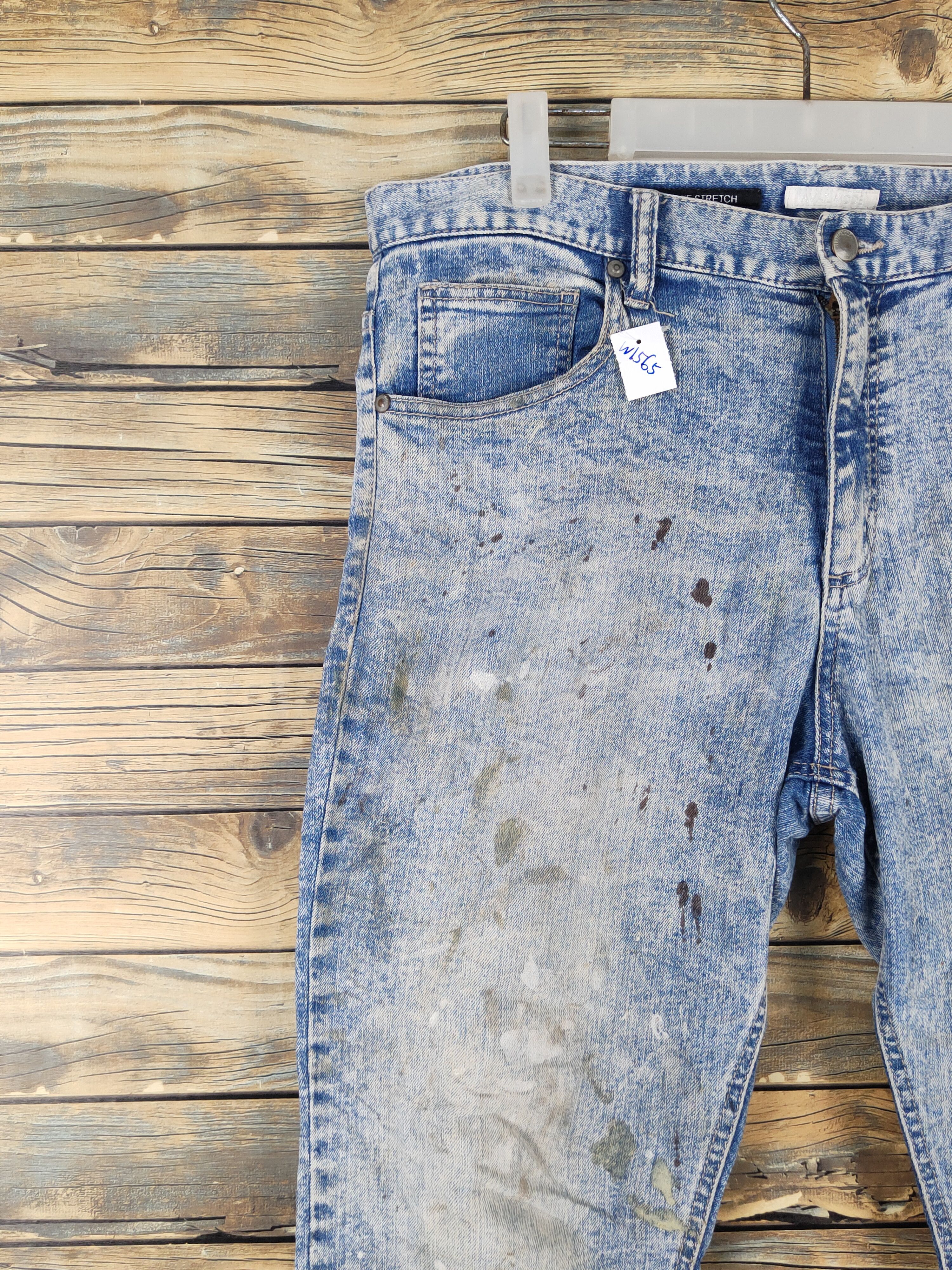 Japanese Brand Avail Mode Blue Distressed Ripped vintage denim Jeans #W1565 Size US 34 / EU 50 - 3 Thumbnail