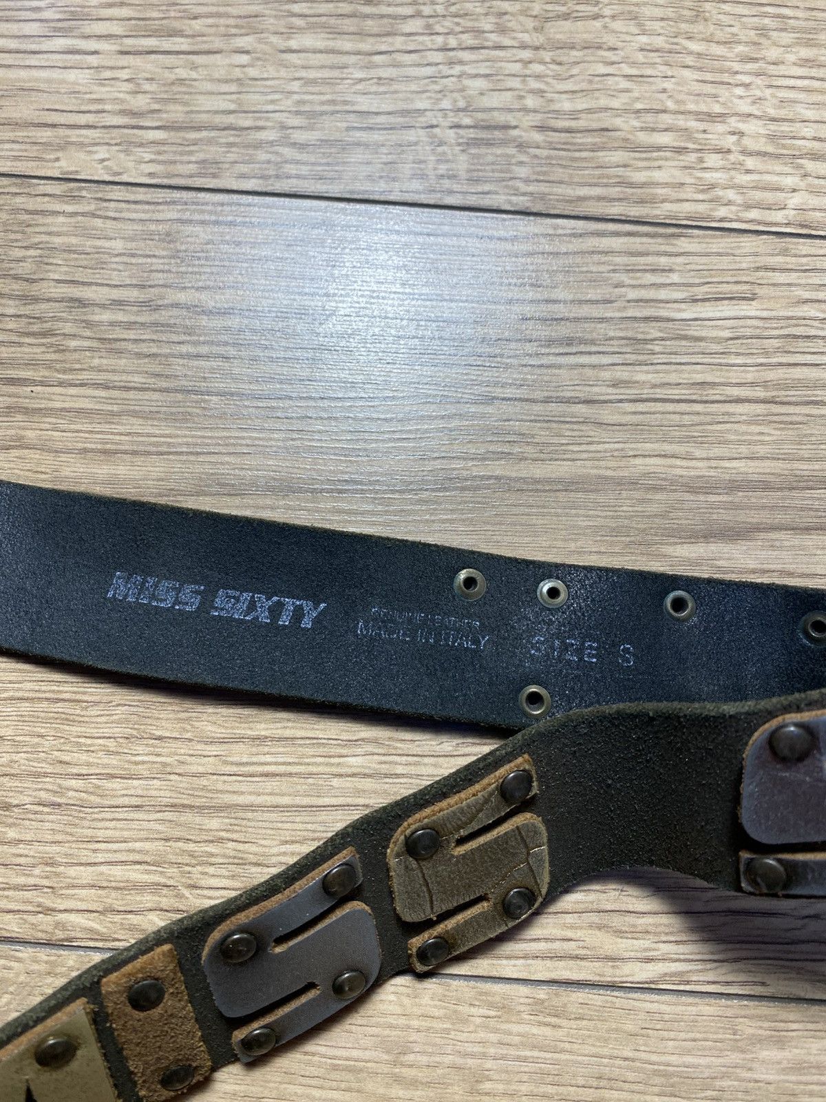 Miss Sixty Miss Sixty Vintage Y2K Leather Belt Metallic Silver Logo Size ONE SIZE - 5 Thumbnail