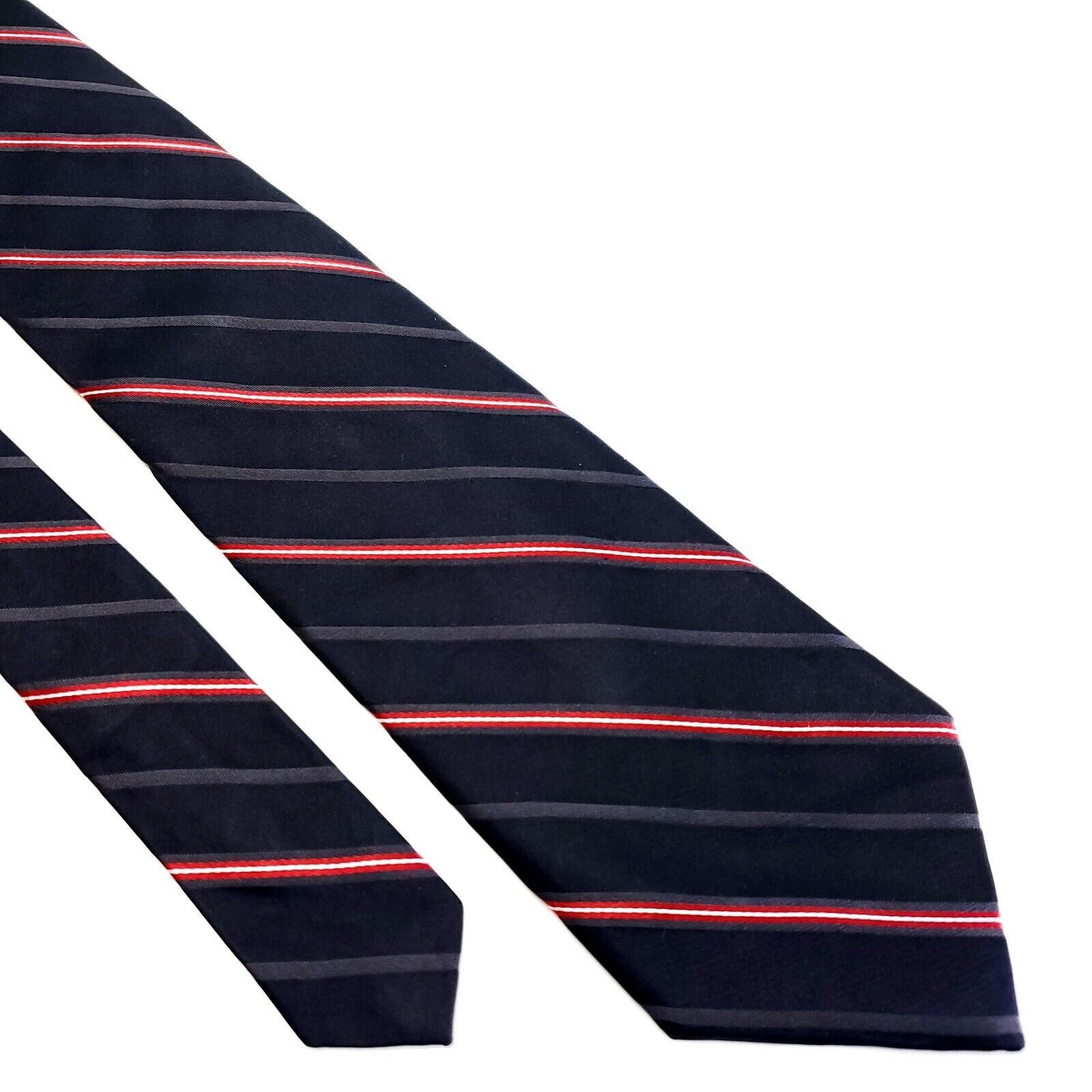 Express Express Design Studio Silk Tie Woven Black Red Striped Size ONE SIZE - 1 Thumbnail