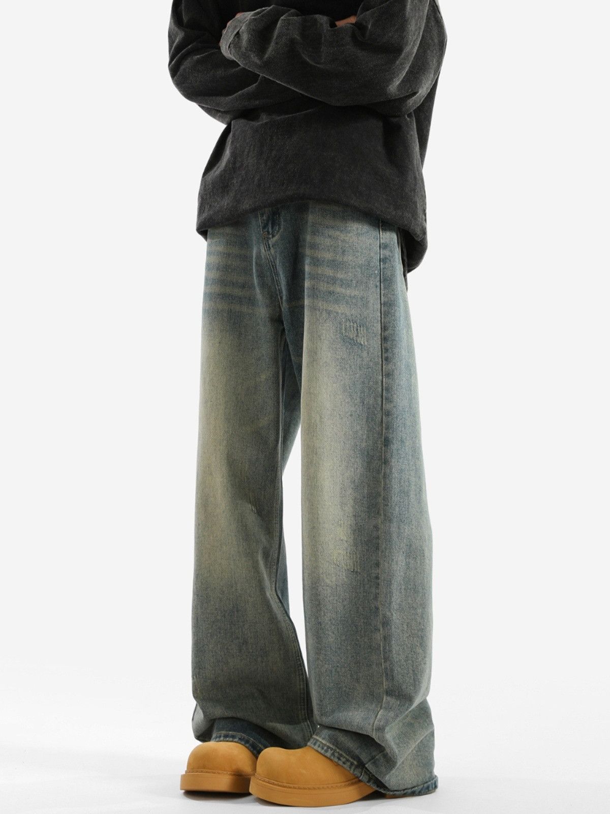 Vintage American retro washed distressed jeans for men Size US 32 / EU 48 - 5 Thumbnail