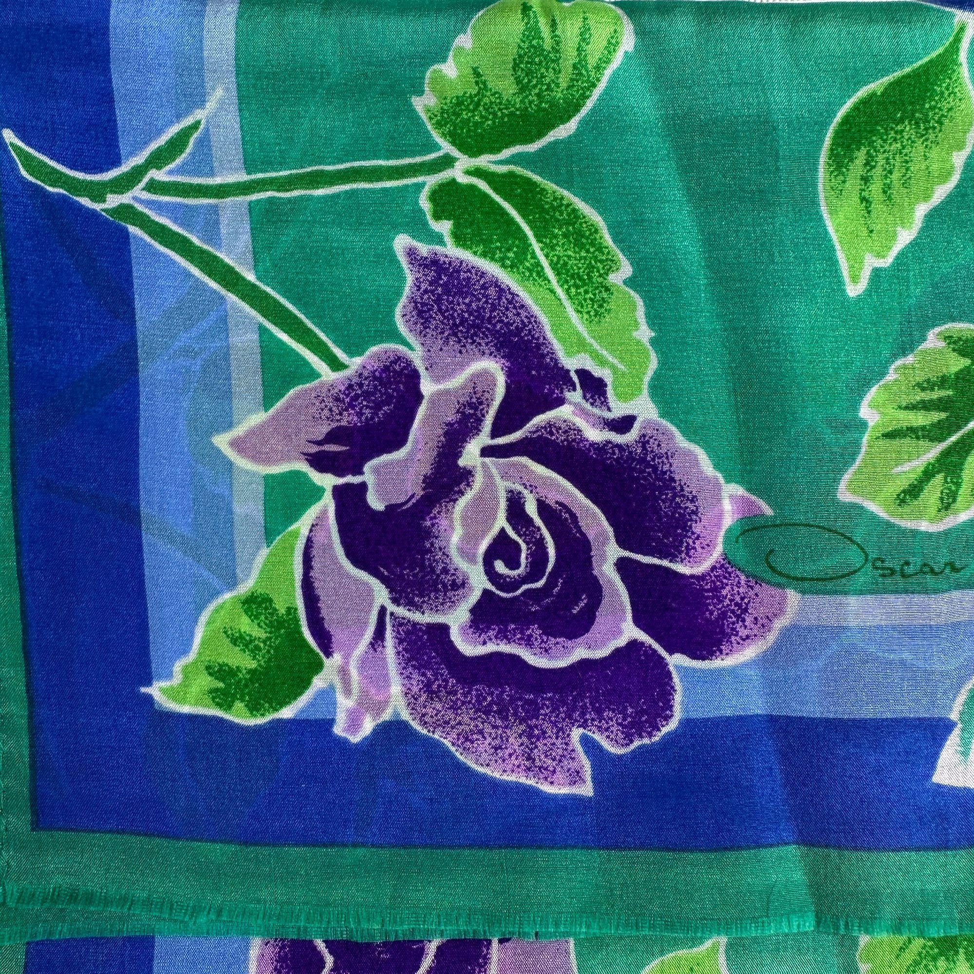 Oscar De La Renta Oscar de la Renta Green Blue Purple Silk Scarf 10x50 Size ONE SIZE - 7 Thumbnail