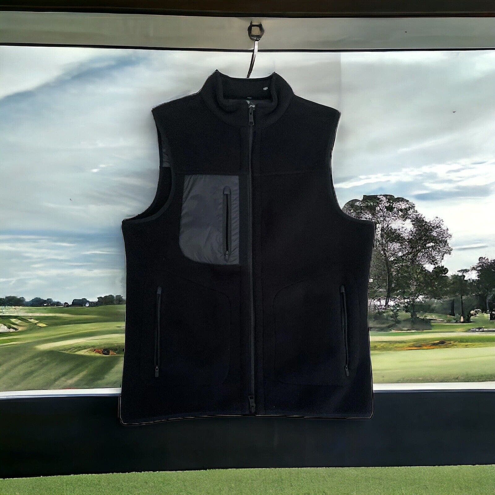 image of Gfore G/fore G4 Golf Fashion Vest Mens Large Onyx Fleece Hybrid in Black