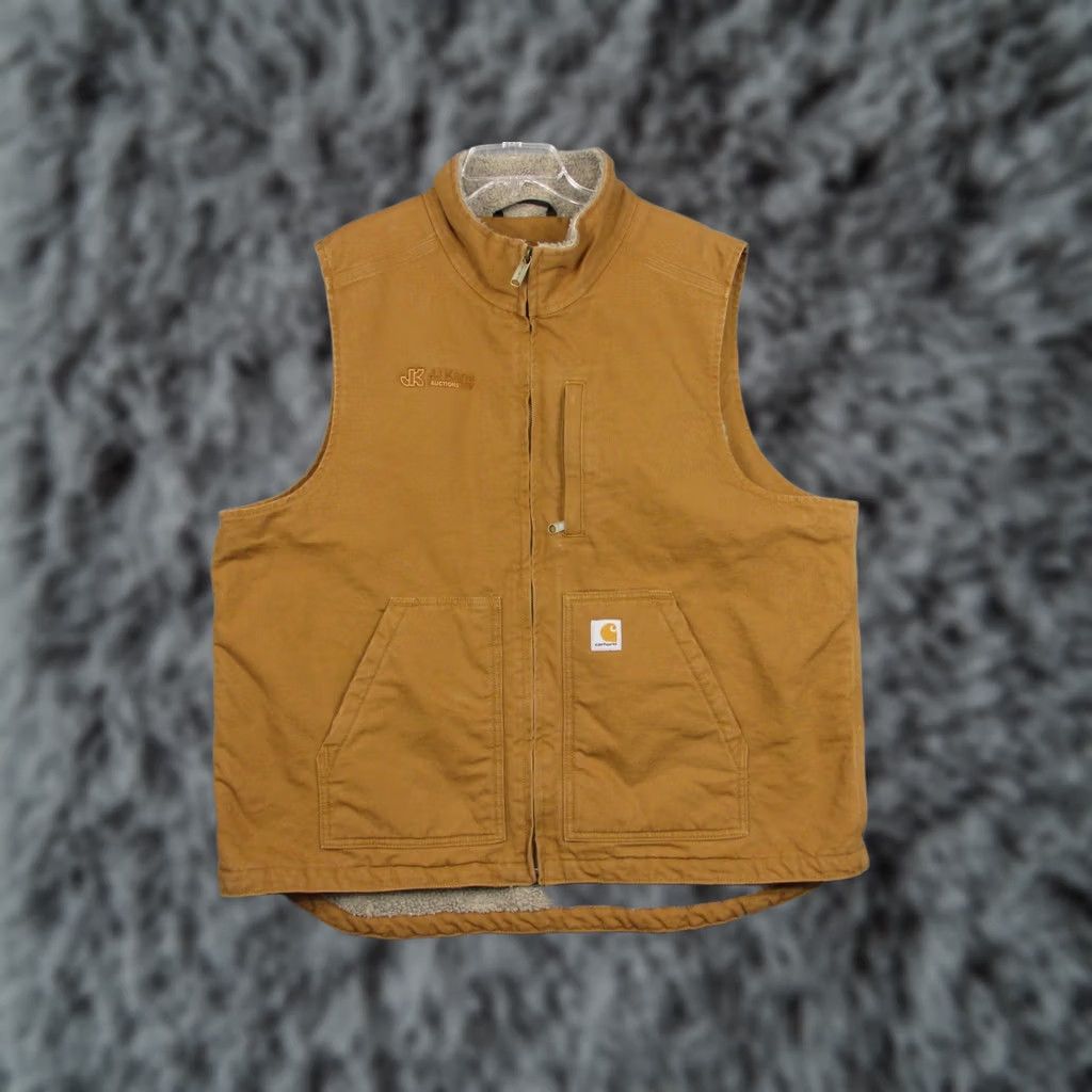 Carhartt VINTAGE Carhartt Vest Mens XL Brown Canvas Loose Fit Sherpa Lined Full Zip OV4277-M Size US XL / EU 56 / 4 - 1 Thumbnail