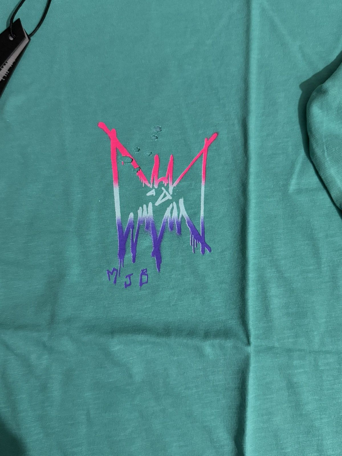Marc Jacques Burton Marc Jacques Burton “Neon Teal Distressed” Long Sleeve Top Size US S / EU 44-46 / 1 - 3 Thumbnail