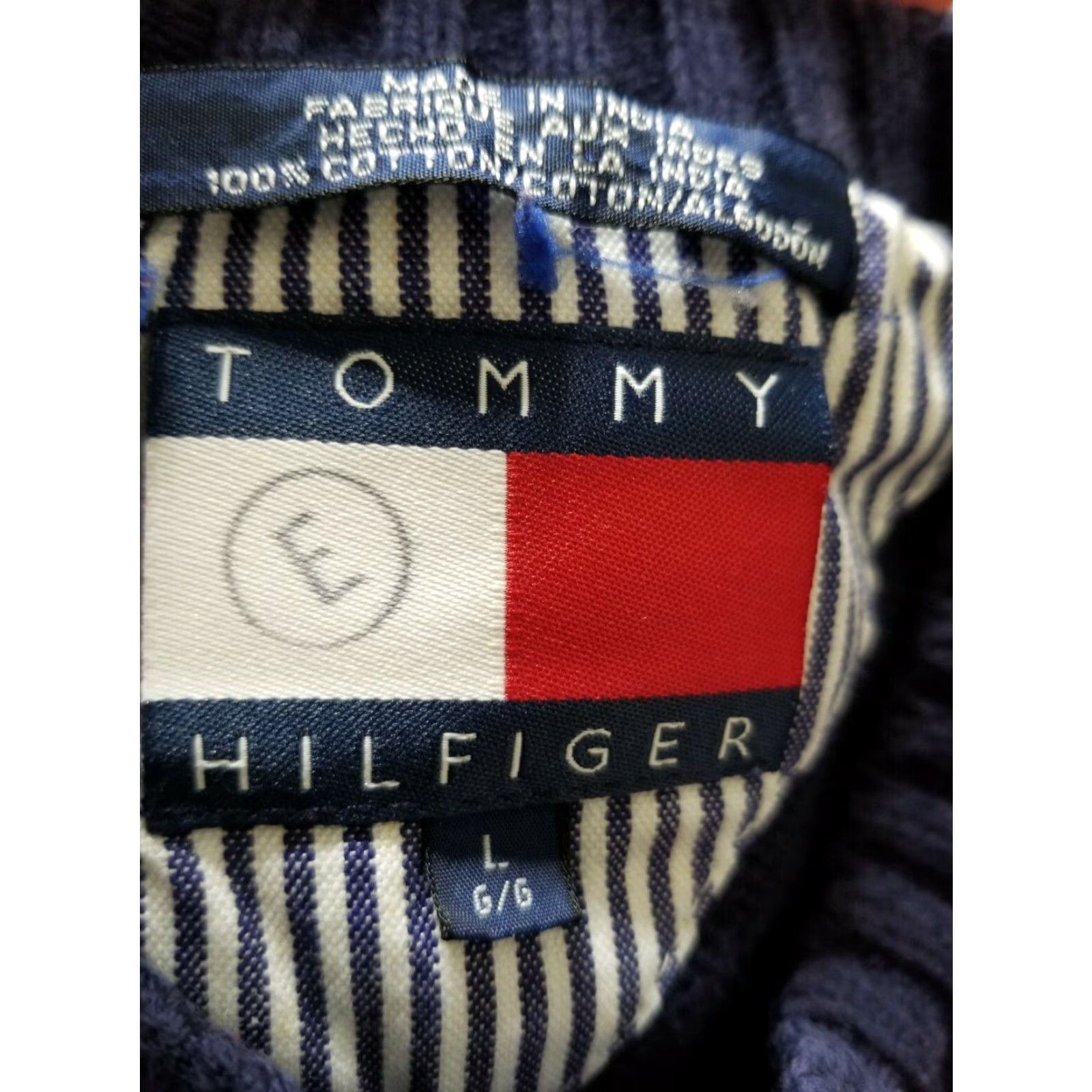 Tommy Hilfiger VINTAGE Tommy Hilfiger Sweater Classic Crest Blue Red Striped Men's Large Size US L / EU 52-54 / 3 - 5 Thumbnail