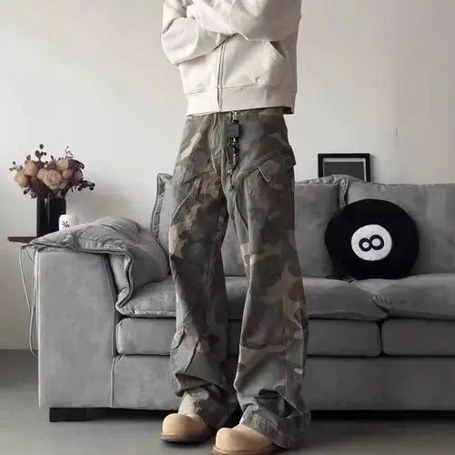 Jean Camo Cargo Wide Stacked Flare Pants Size US 30 / EU 46 - 5 Thumbnail