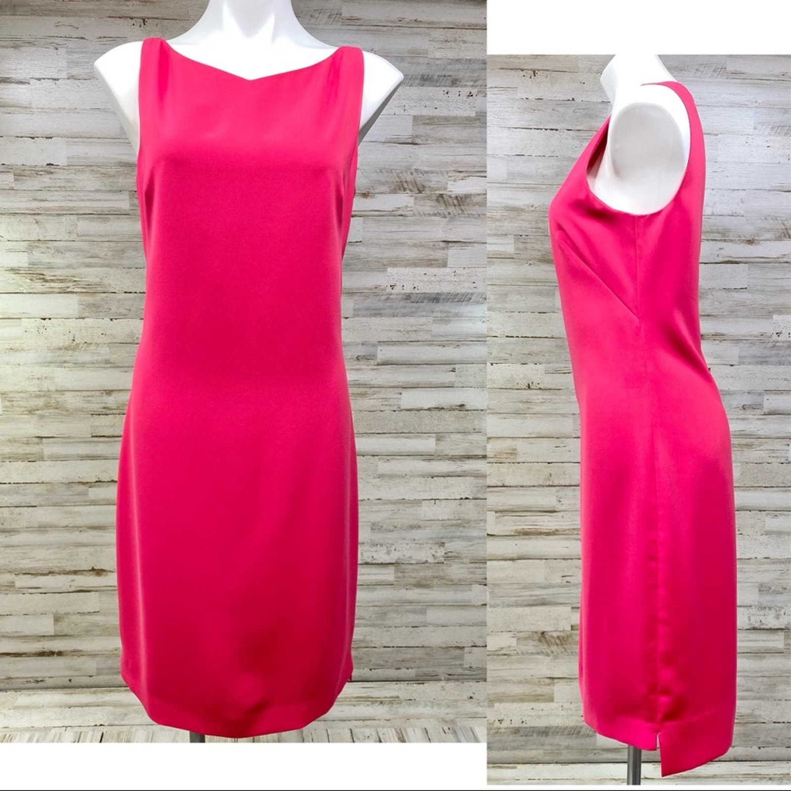 image of Elie Tahari Tahari Yarden Sleeveless Dress Size 12 Fuchsia Sheath in Pink, Women's