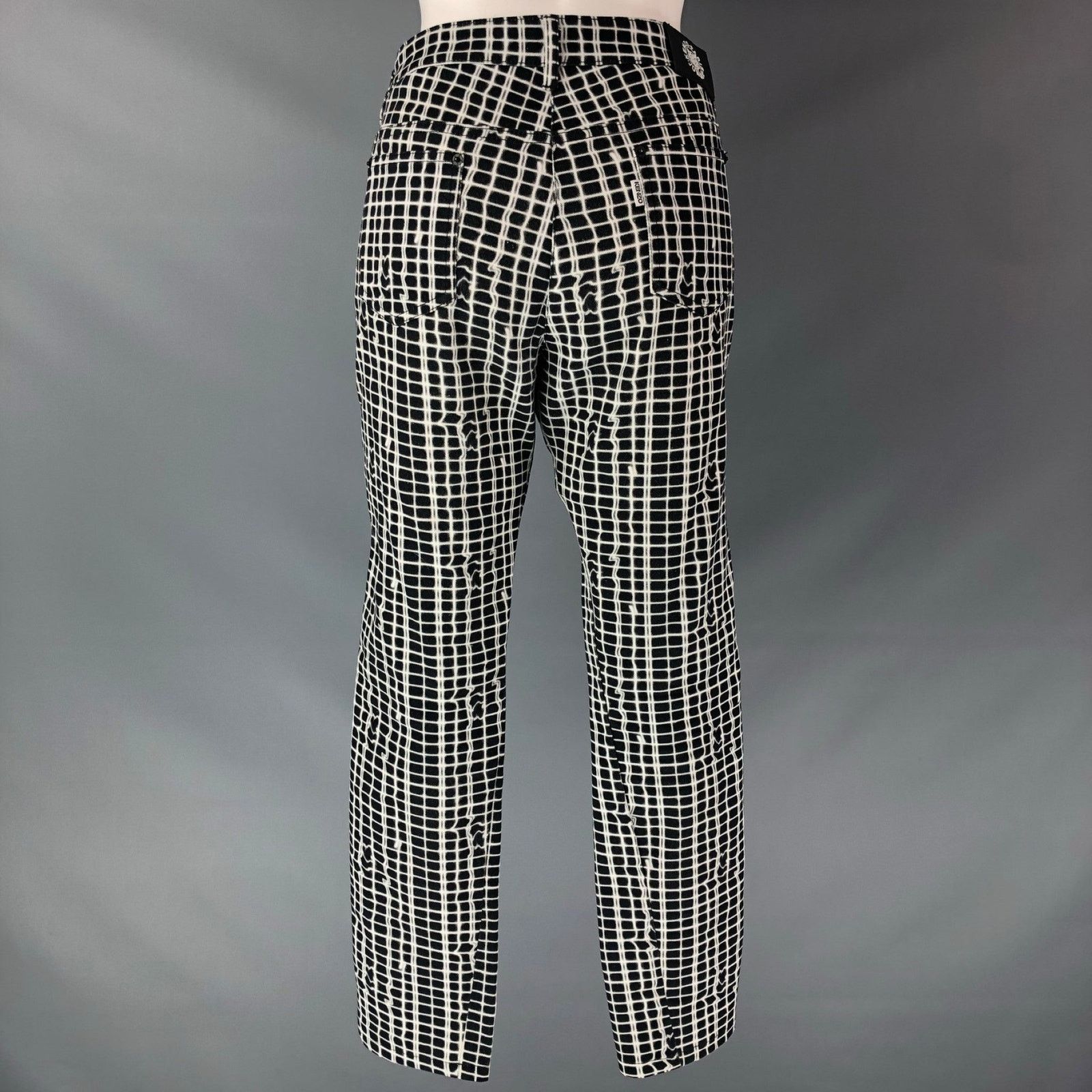 Kenzo KENZO Size 4 Black & White Cotton Print Jeans Size 27" / US 4 / IT 40 - 3 Thumbnail