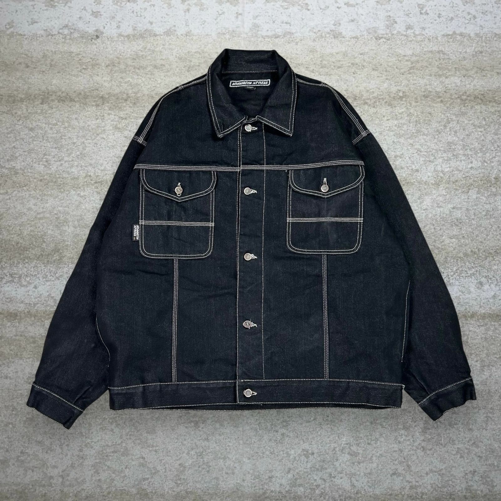 Brooklyn Xpress Vintage Y2K Brooklyn Xpress Jean Jacket Mens 2XL Black Wash Size US XXL / EU 58 / 5 - 2 Thumbnail