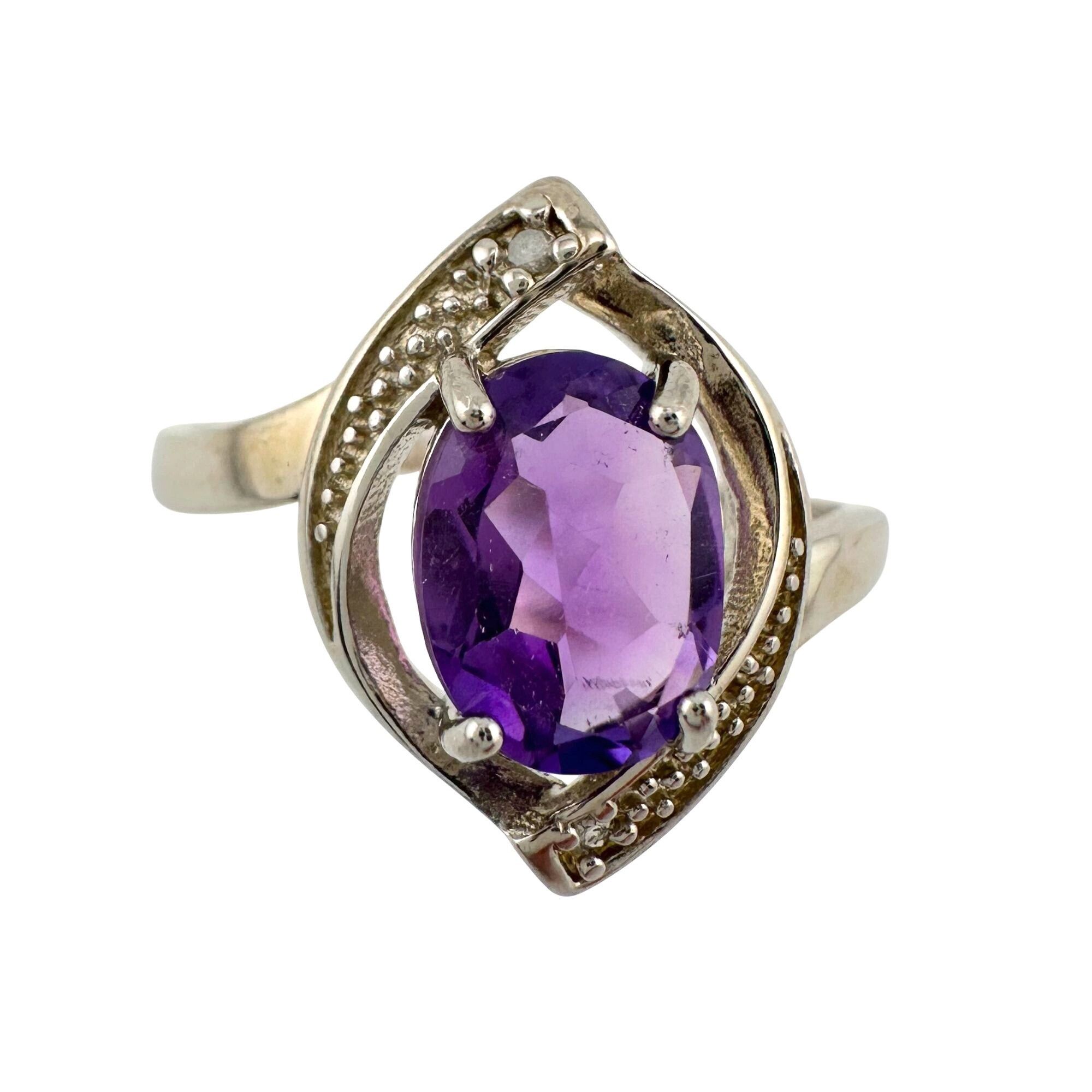 Other 1.11 Carat Amethyst Ring with Diamond Accent - Sterling Silv Size ONE SIZE - 1 Thumbnail