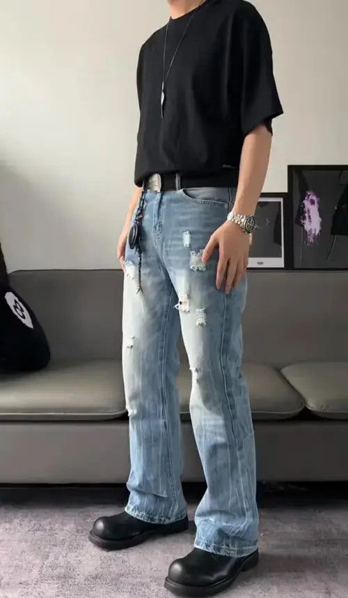 Designer × Japanese Brand × Vintage distressed yuppie ripped flared jeans Size US 28 / EU 44 - 4 Thumbnail